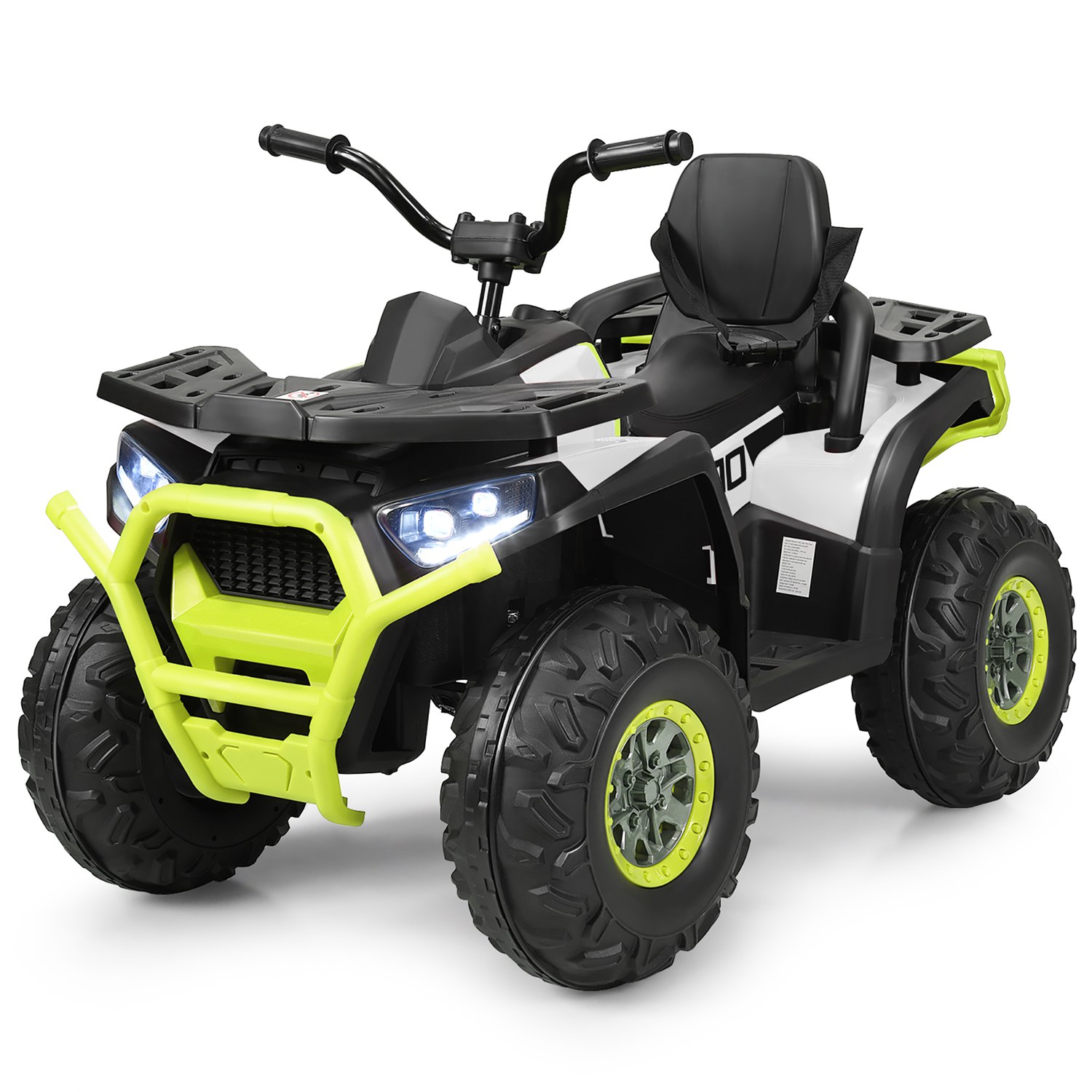 Costway CSHY001987 12V Kids Electric 4-Wheeler ATV Quad 2 Speeds Ride On Car with MP3 and LED Lights White