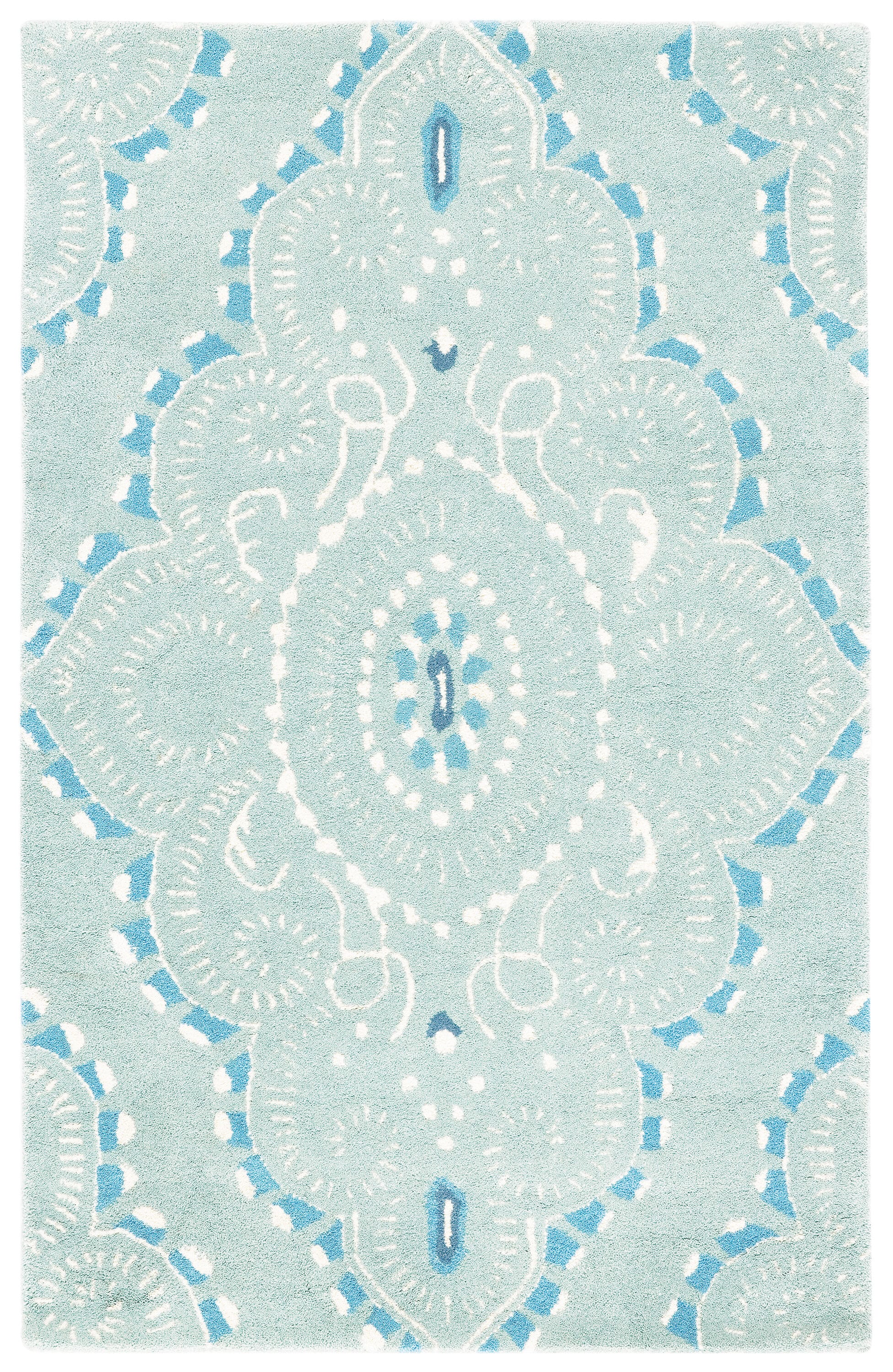 Blue and Ivory Hand-Tufted Wool 4' x 6' Area Rug