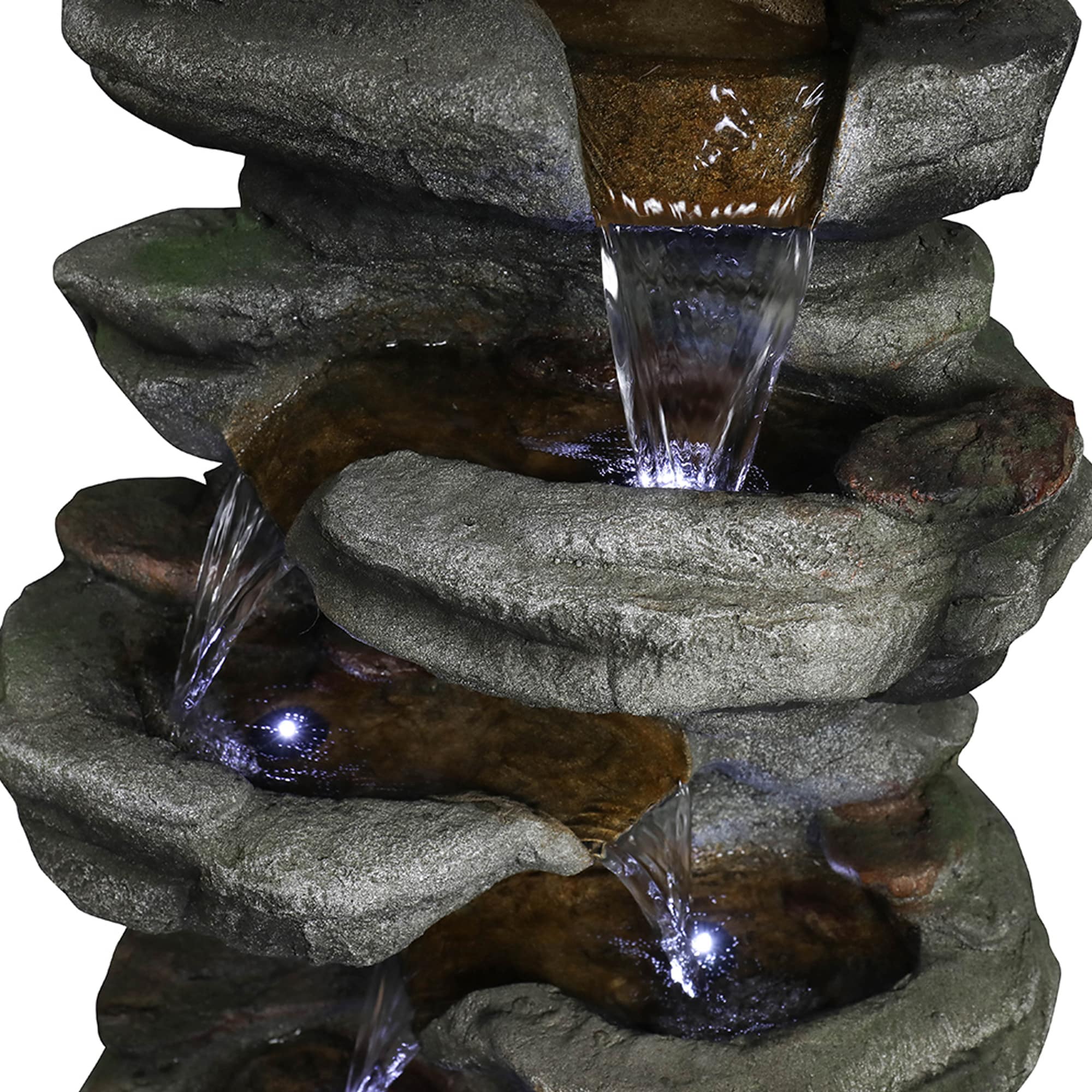 Watnature 30.7-in H Resin Water Rock Waterfall Outdoor Fountain Pump ...