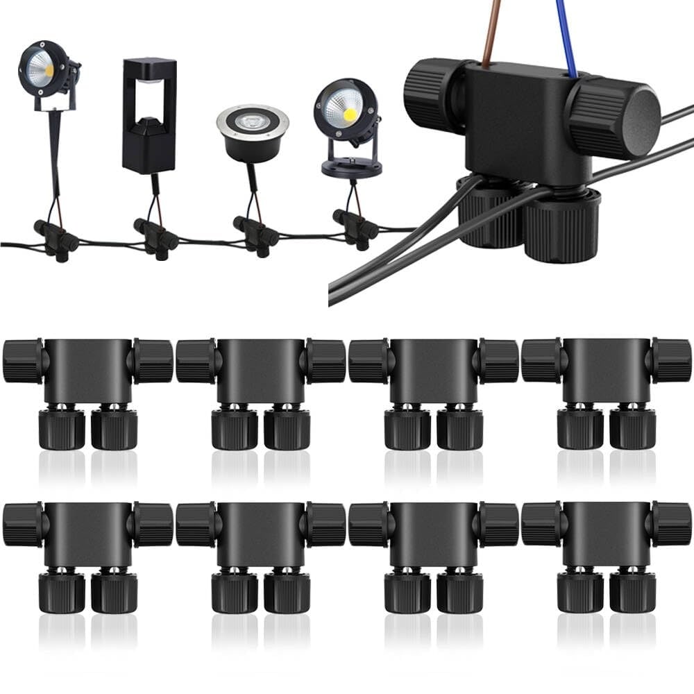 Lukvuzo 8 pack low voltage wire connectors for 12 to 20 gauge outdoor landscape lighting garden pathway deck yard LED light cables quick lock #LLU0612L075