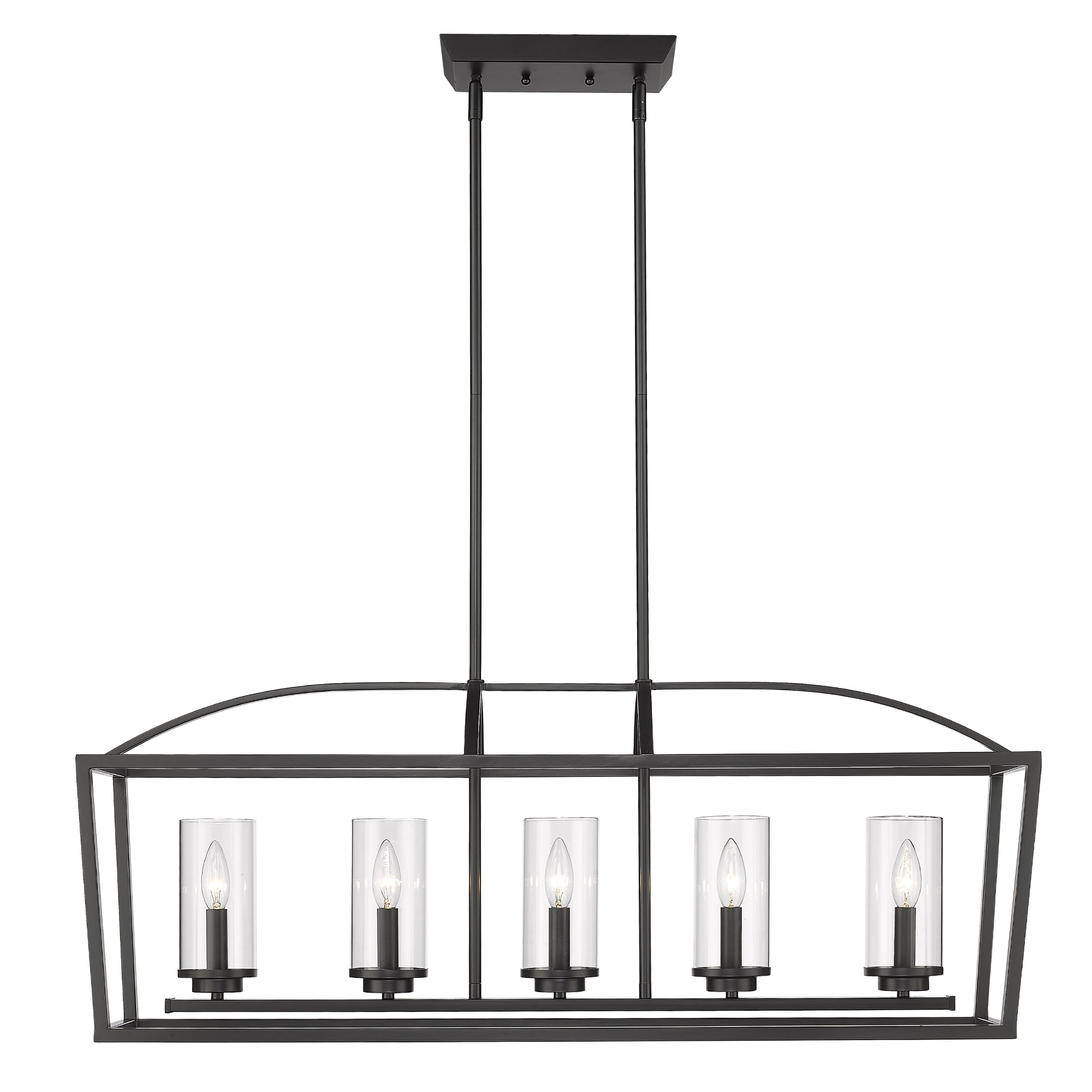 Mercer Matte Black and Clear Glass 5-Light Linear Pendant