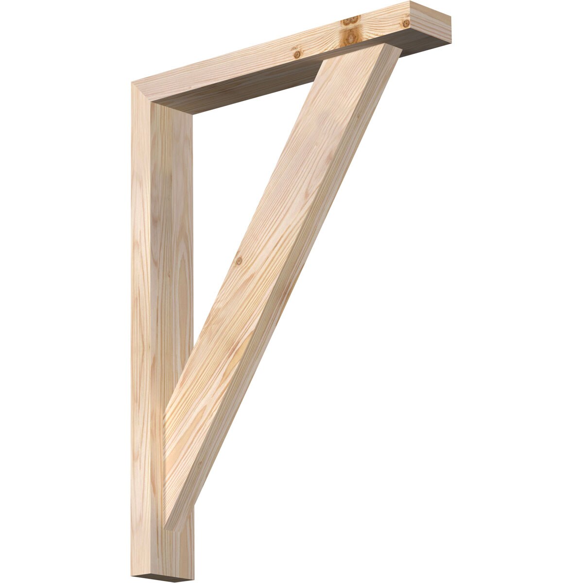Ekena Millwork 1465018 Traditional Block Smooth Bracket with Offset Brace 3-1/2-in x 20-in x 28-in Douglas fir Brown Wood Standard bracket