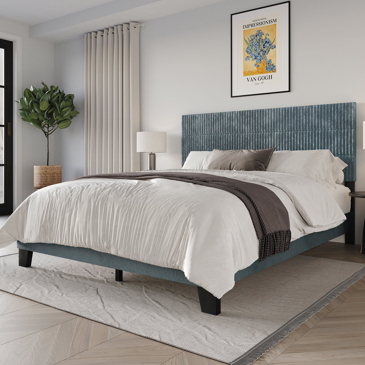 CasePiece C8541FPL-LBL-VV Light Blue Full Wood Platform Bed