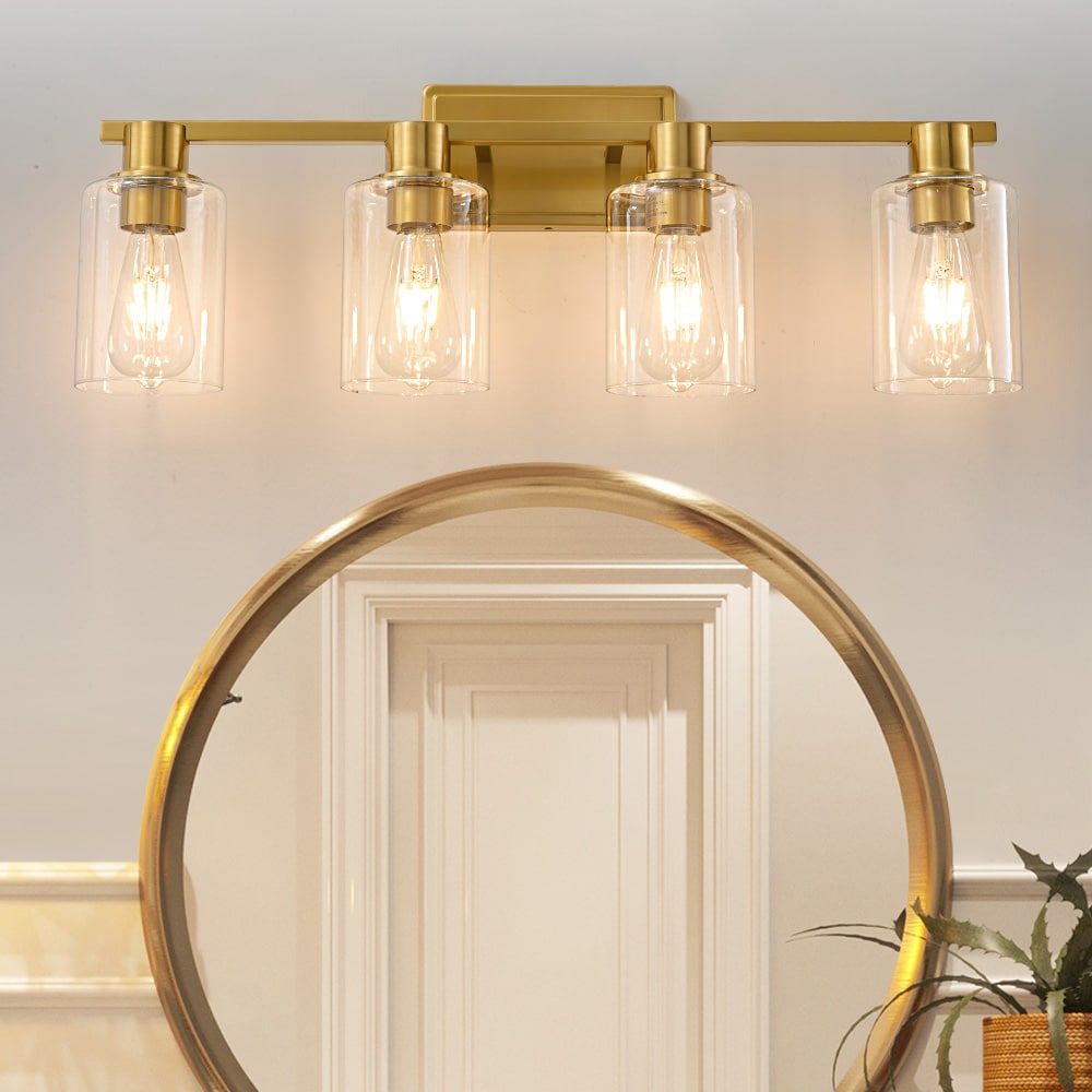 POWLIG Vanity Light 27.36-in 4 Light Matte Gold Modern/contemporary Bathroom Vanity light