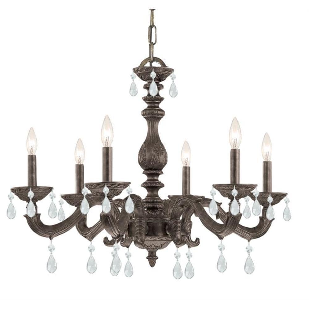 Crystorama 5036-VB-CL-MWP Paris Market 6 -Light Distressed Bronze Rustic Crystal For Use in Bedrooms, Dining Rooms, Foyers, Kitchens, Living Rooms Chandelier