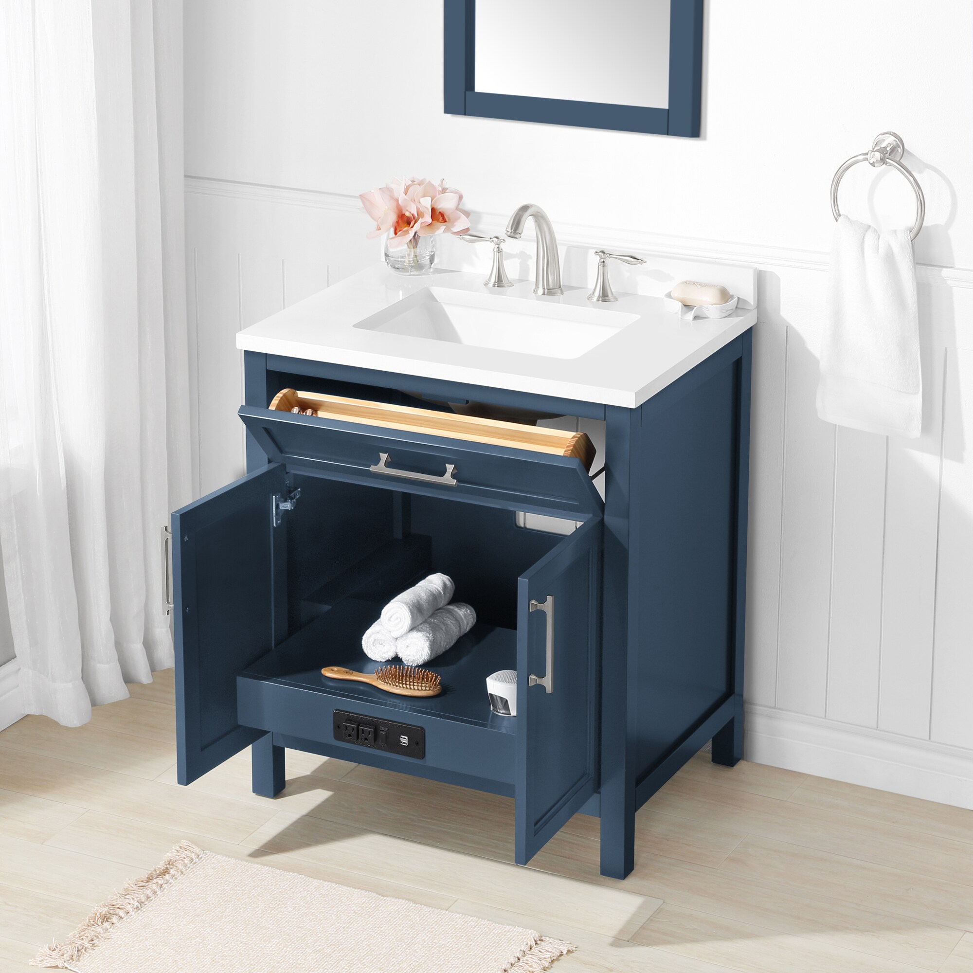 allen + roth Brinkhaven 30-in Grayish Blue Undermount Single Sink ...