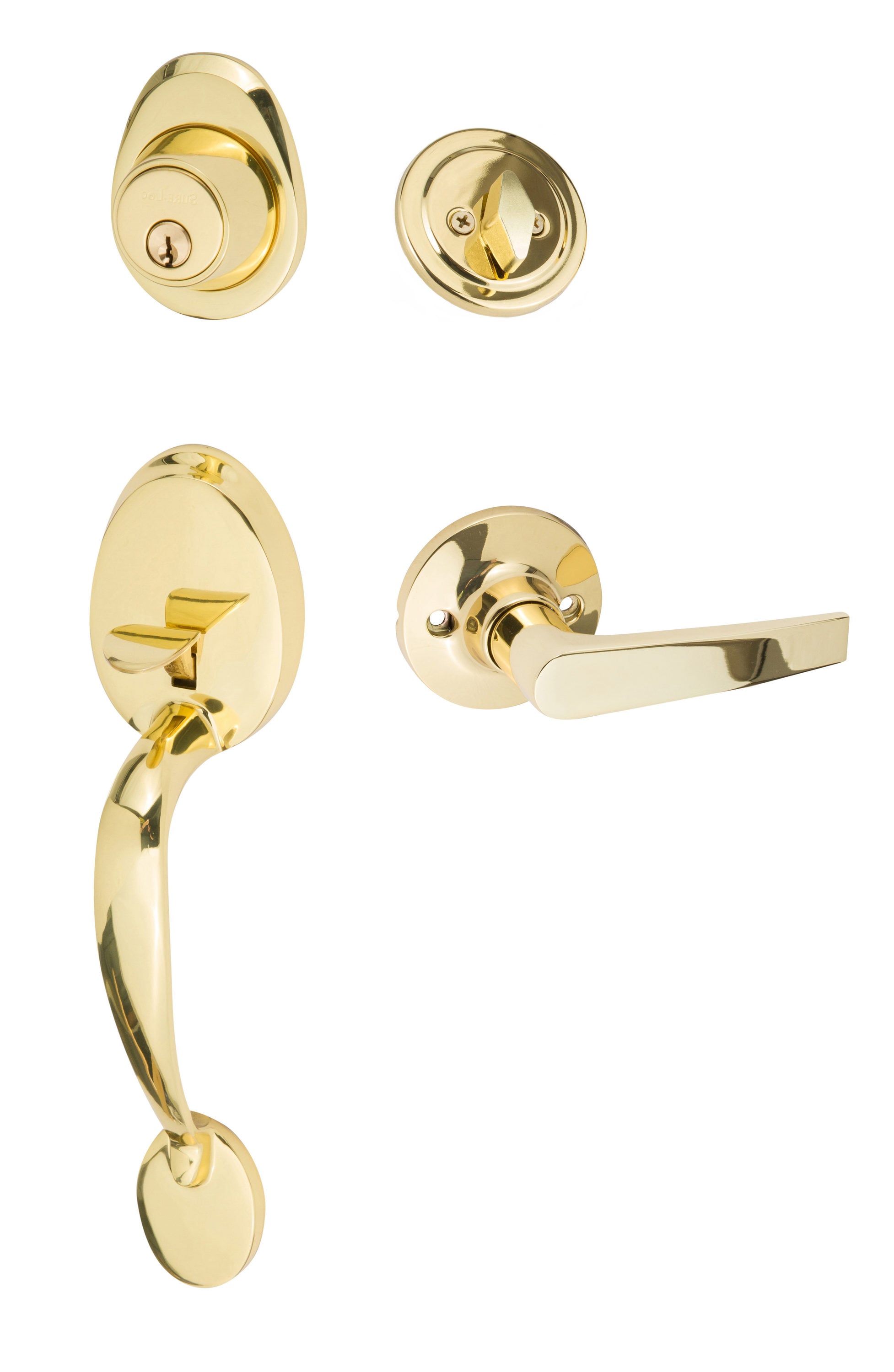 Sure-Loc Hardware AT507-CD 3 Sure-Loc Door Hardware Alta Polished Brass Single-Cylinder Deadbolt Keyed Entry Door Handleset with Delta Lever