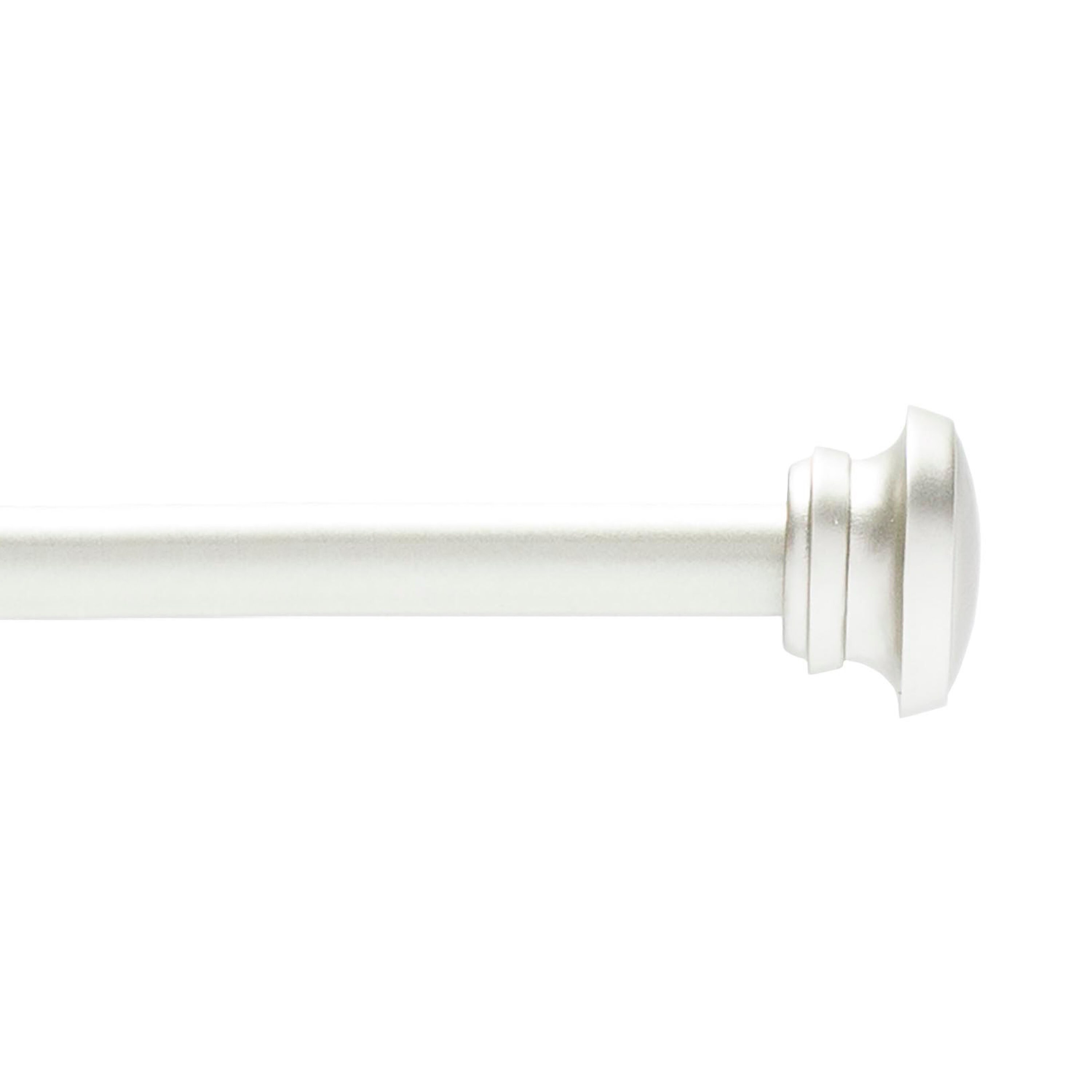 Kenney JC75401 Fast Fit Easy Install Kamara 30-in to 84-in Brushed Nickel Steel Single curtain rod with Finials