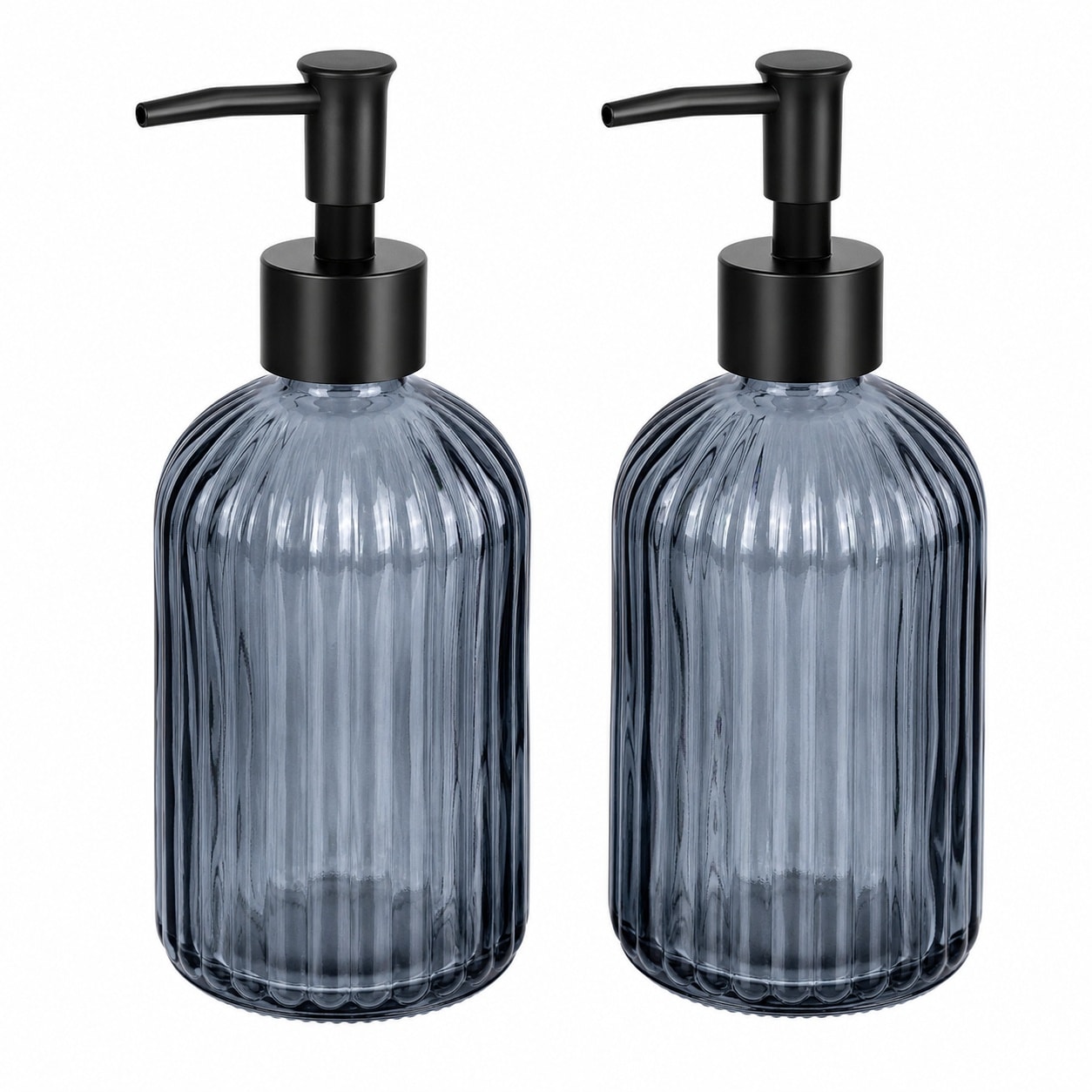 Baginizer Clear Glass Vertical Stripe Soap Dispenser BPA Free Plastic Pump Refillable Multifunctional