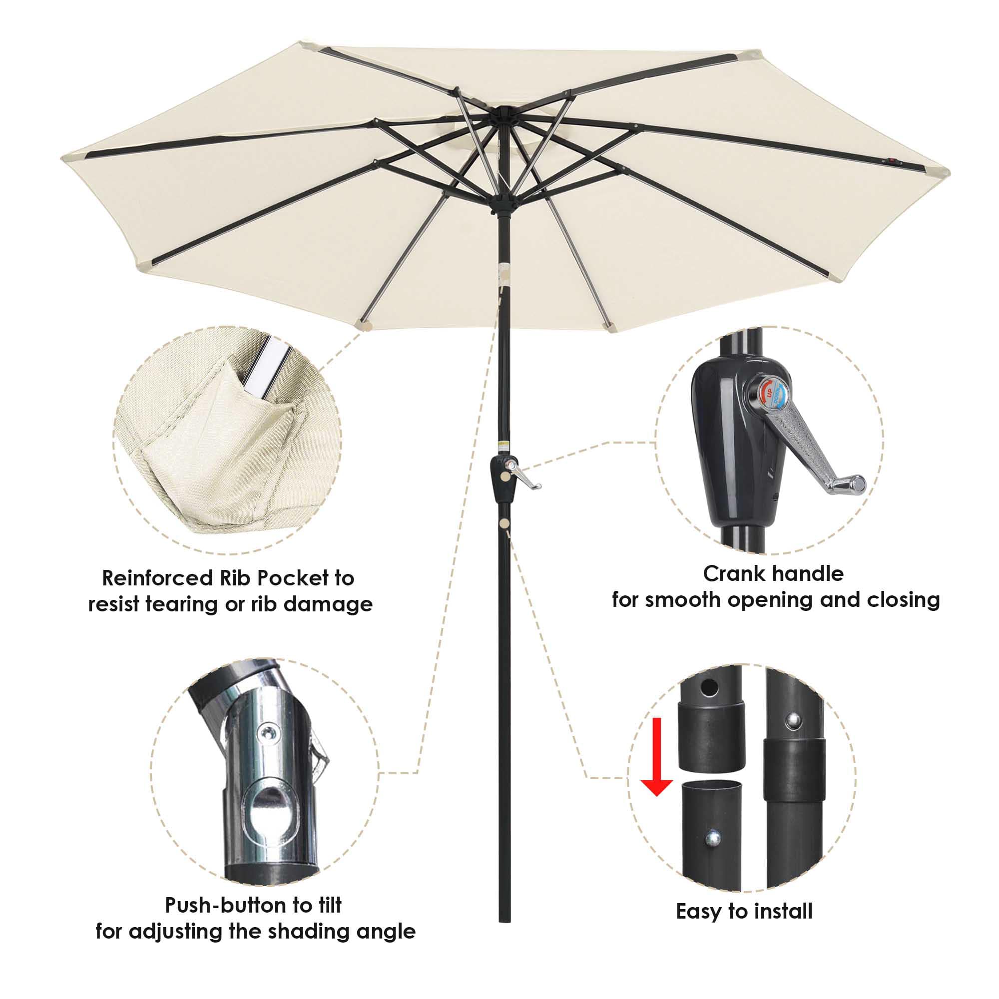 Yescom 07UMB031-9AL-WHIT-LO Umbrellas-2 - View #4