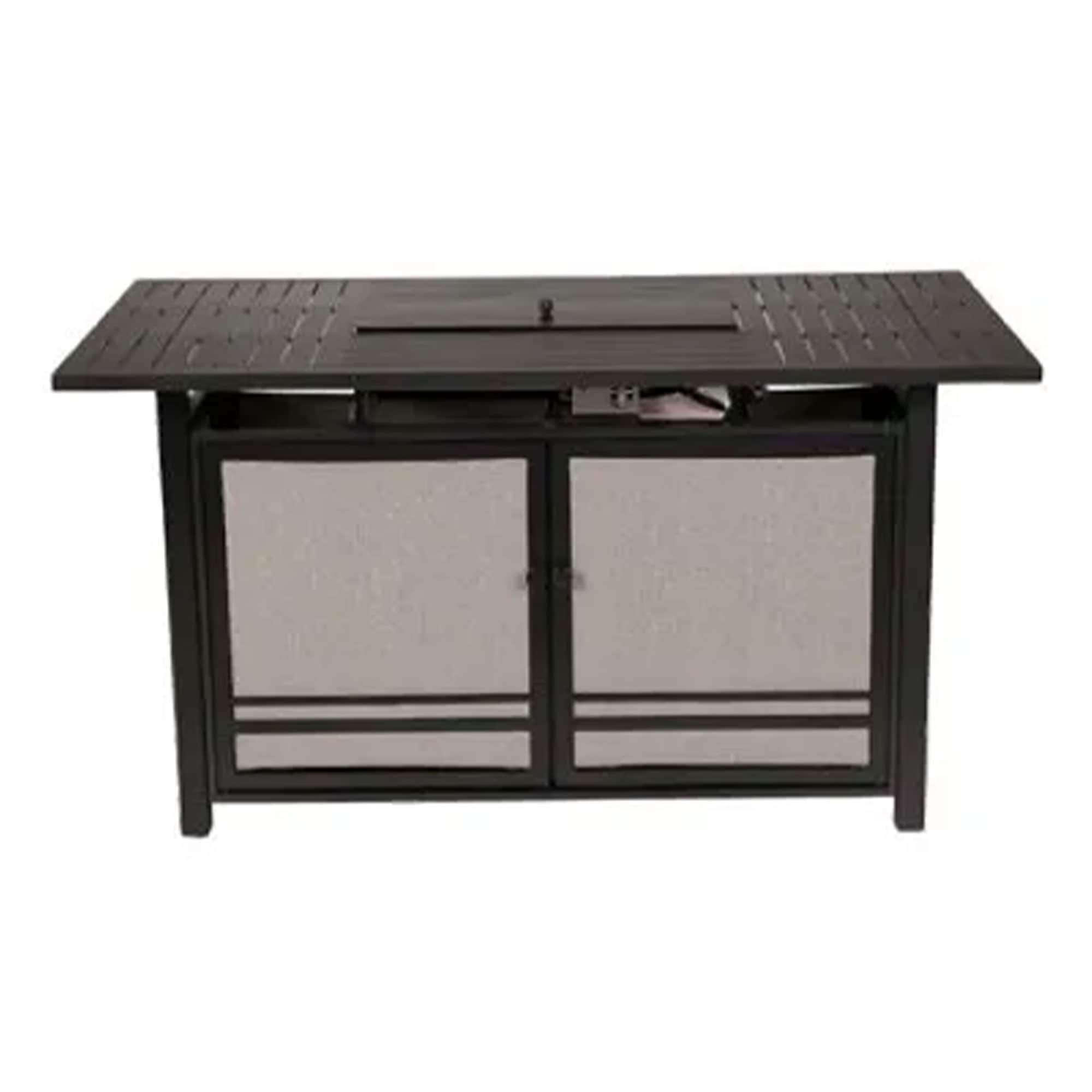 Four Seasons Courtyard 395504 35.8-Inches W Gray Aluminum Rectangle Tabletop Natural gas Fire pit table