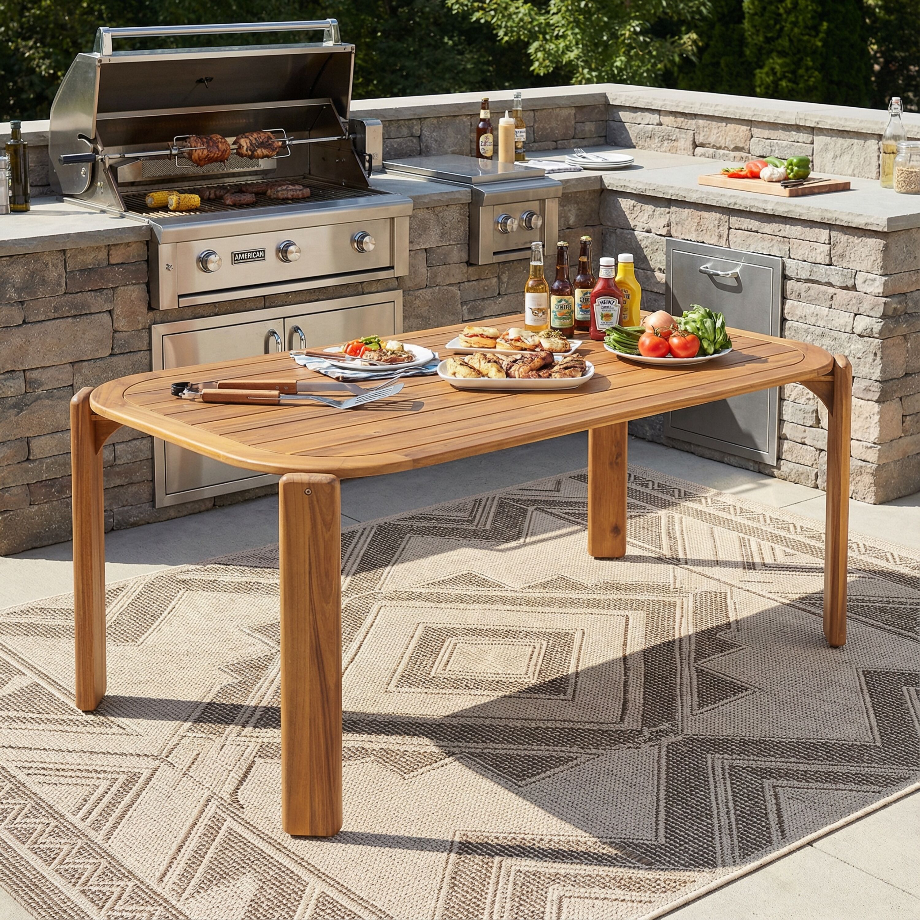 Christopher Knight Home Teak Acacia Wood Outdoor Dining Table with Slat Top