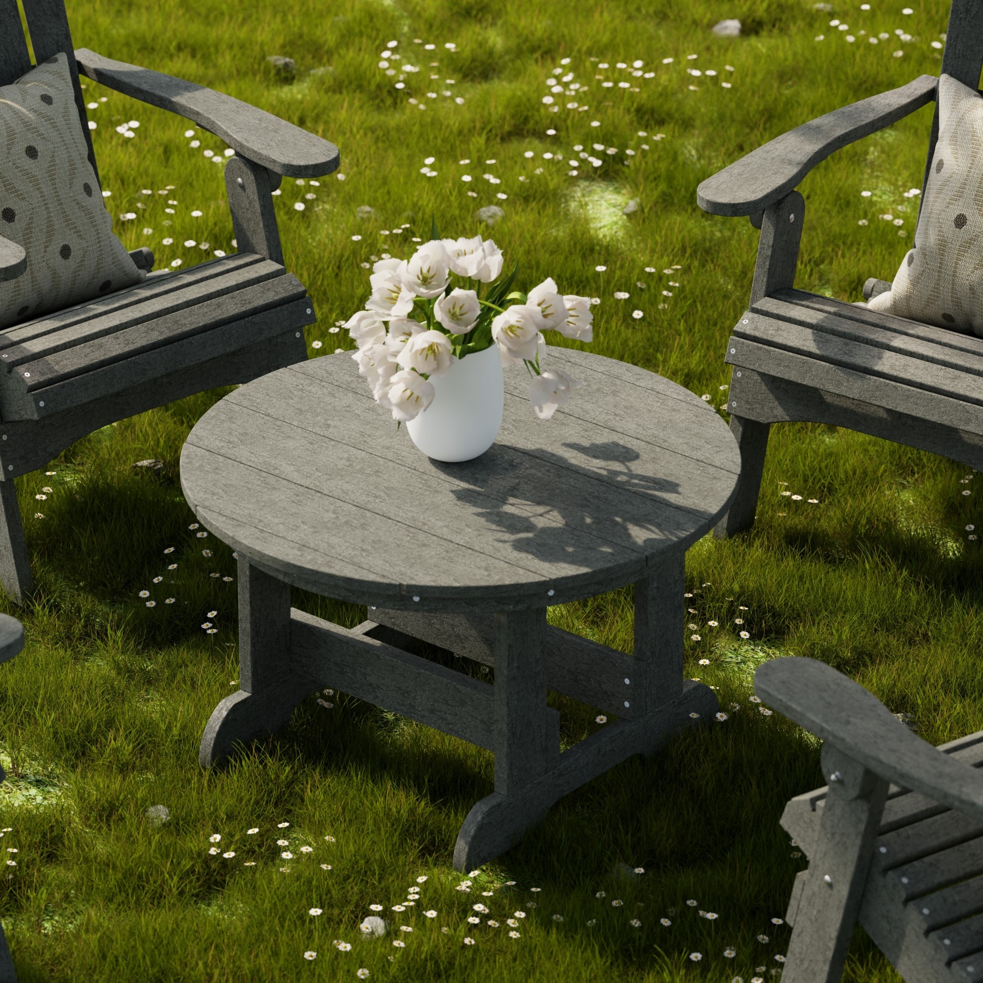 Dark Gray Round Outdoor HDPE Coffee Table