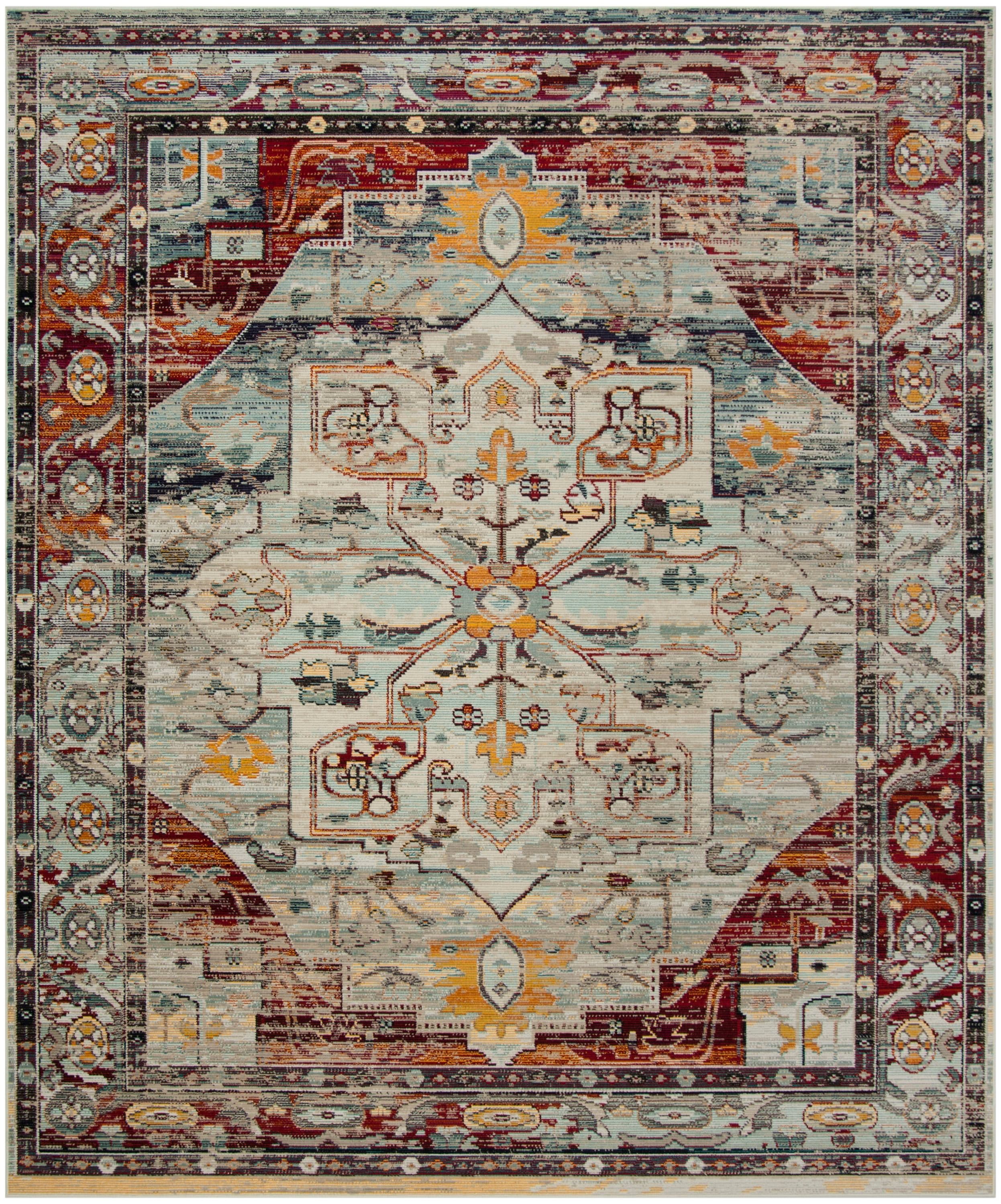 Safavieh CRS503C-8 Crystal Lucca 8 x 10 (ft) Loomed Polypropylene Light Blue/Red Rectangular Indoor Floral/Botanical Oriental Area rug