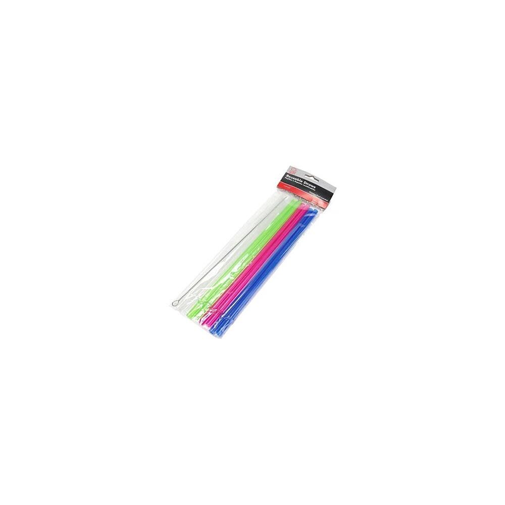 DDI DLR452231  2320774 Chef Craft Reusable Hard Plastic Straw Set with Brush, Assorted Color- Case of 144
