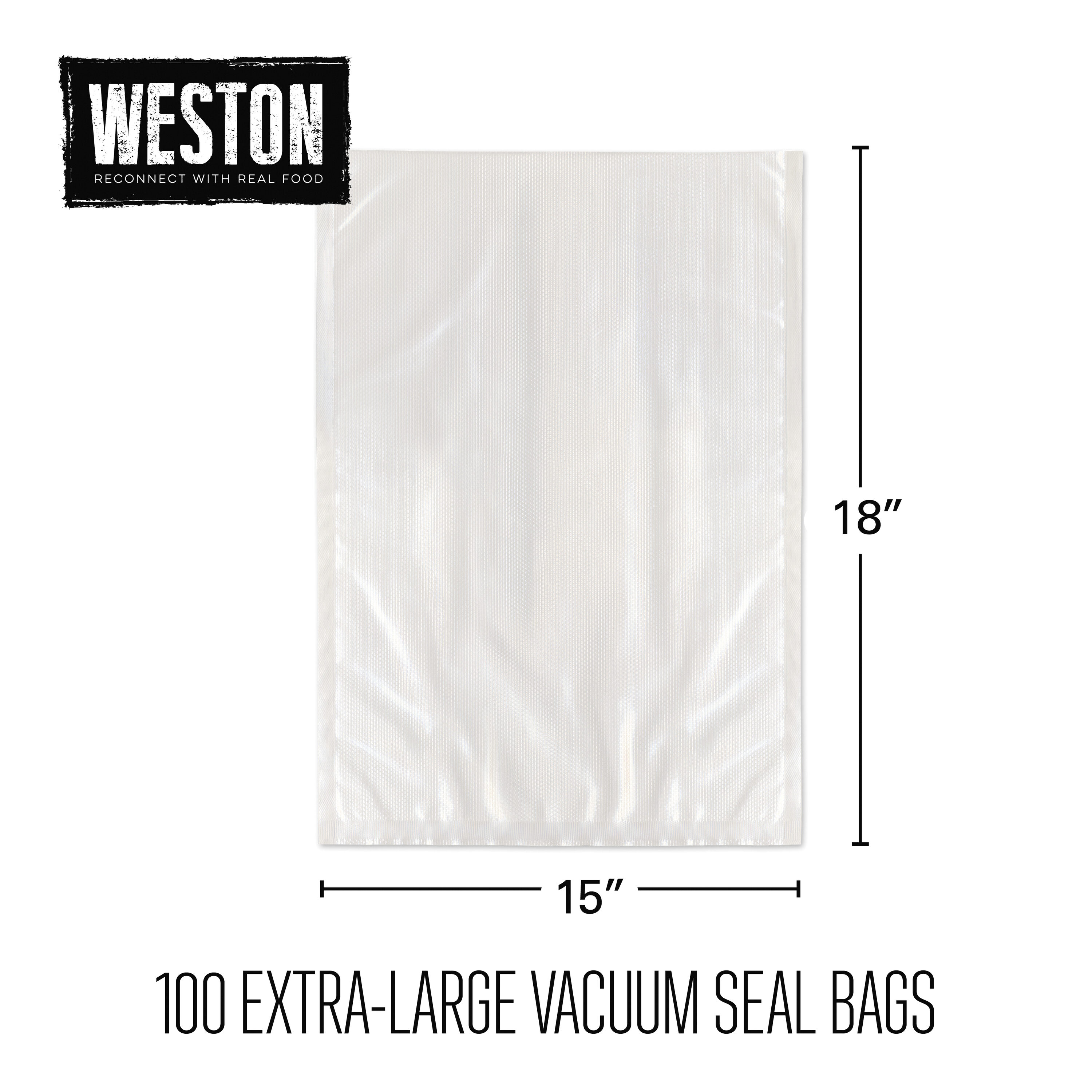 Extra Large Clear BPA-Free Vacuum Sealer Bags, 15" x 18", 100 Count