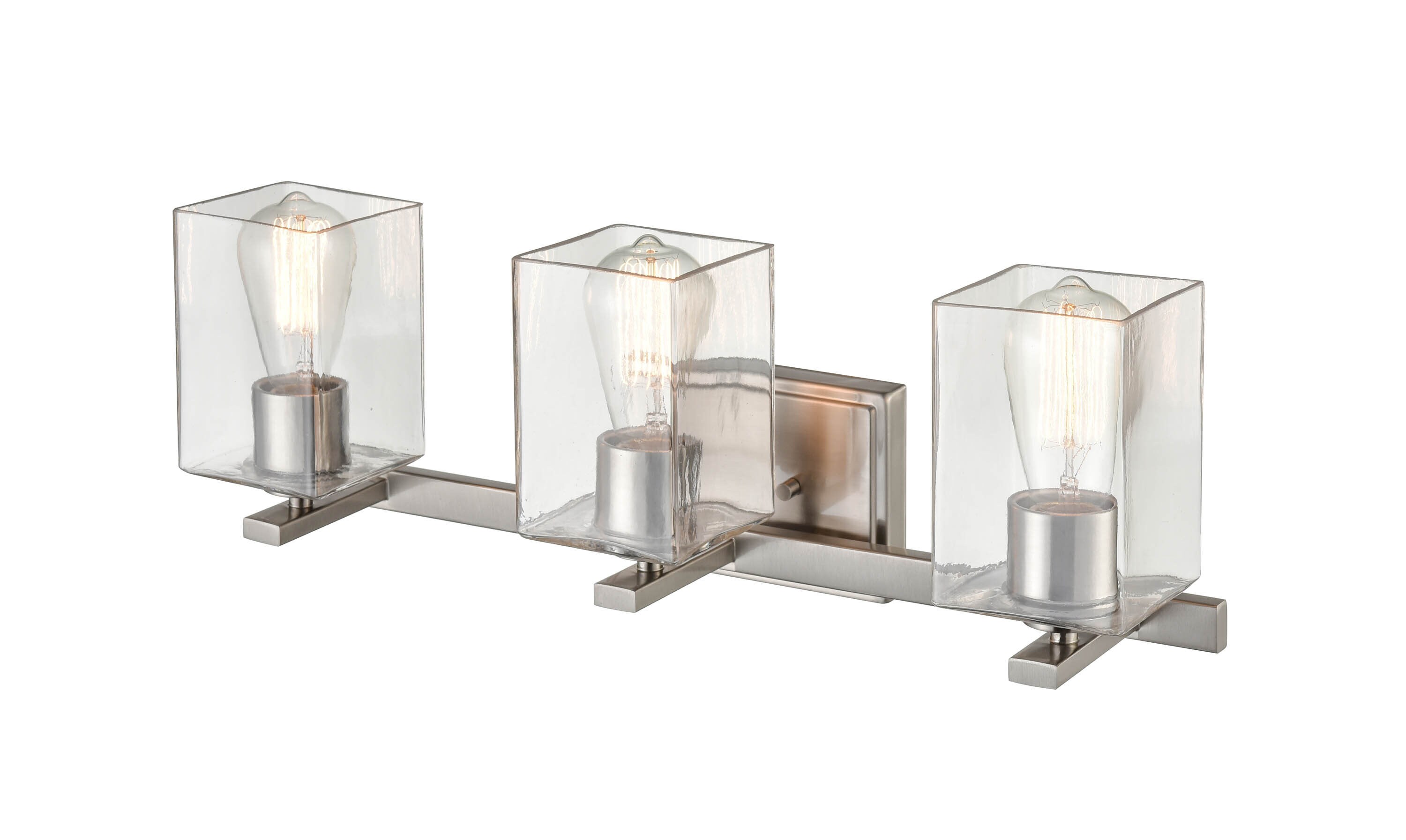 Elegant Brushed Nickel 3-Light Vanity Fixture with Clear Glass Shades