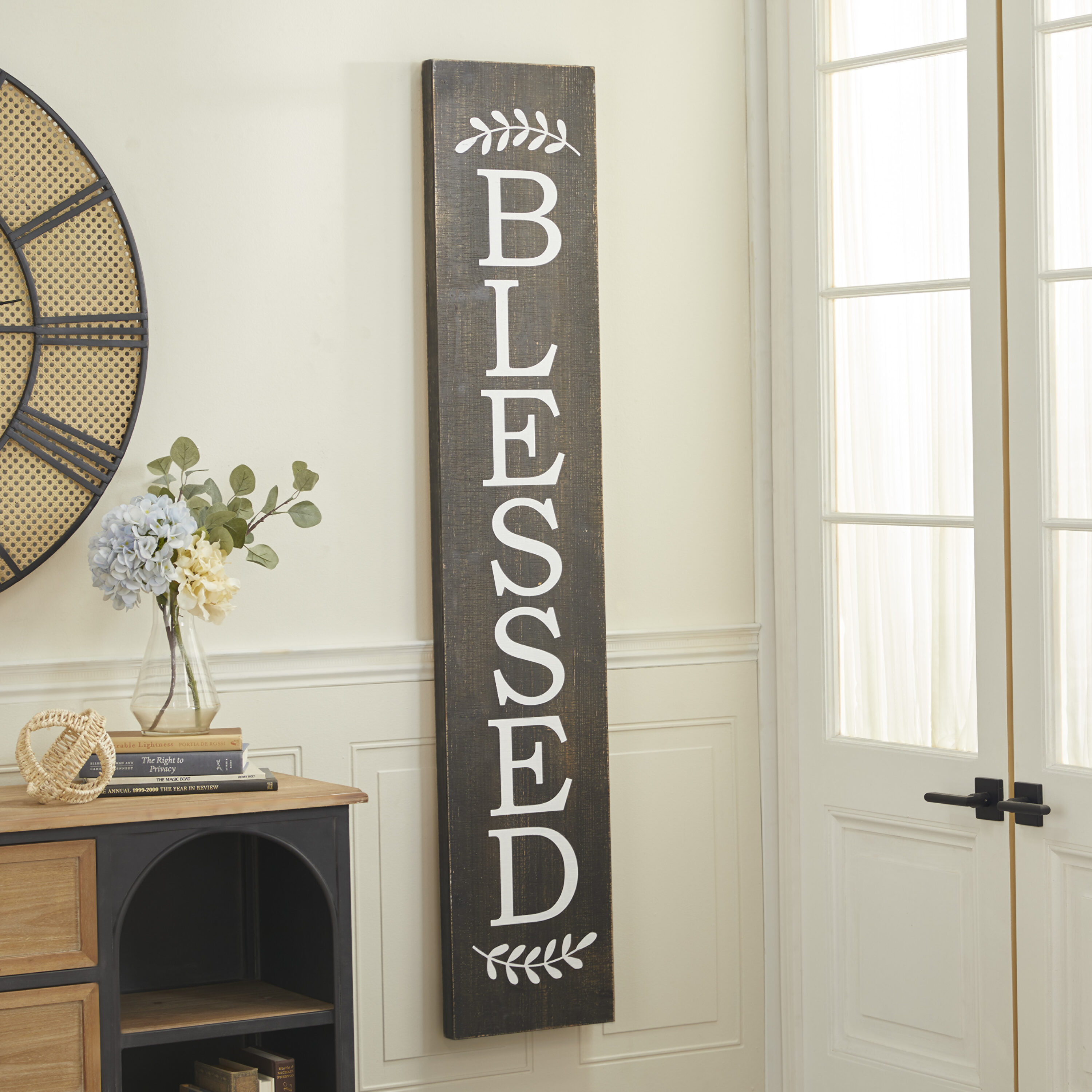 Grayson Lane 54655 12-in W x 63-in H Wood Blessed Sign Wall Phrases Wall Sculpture