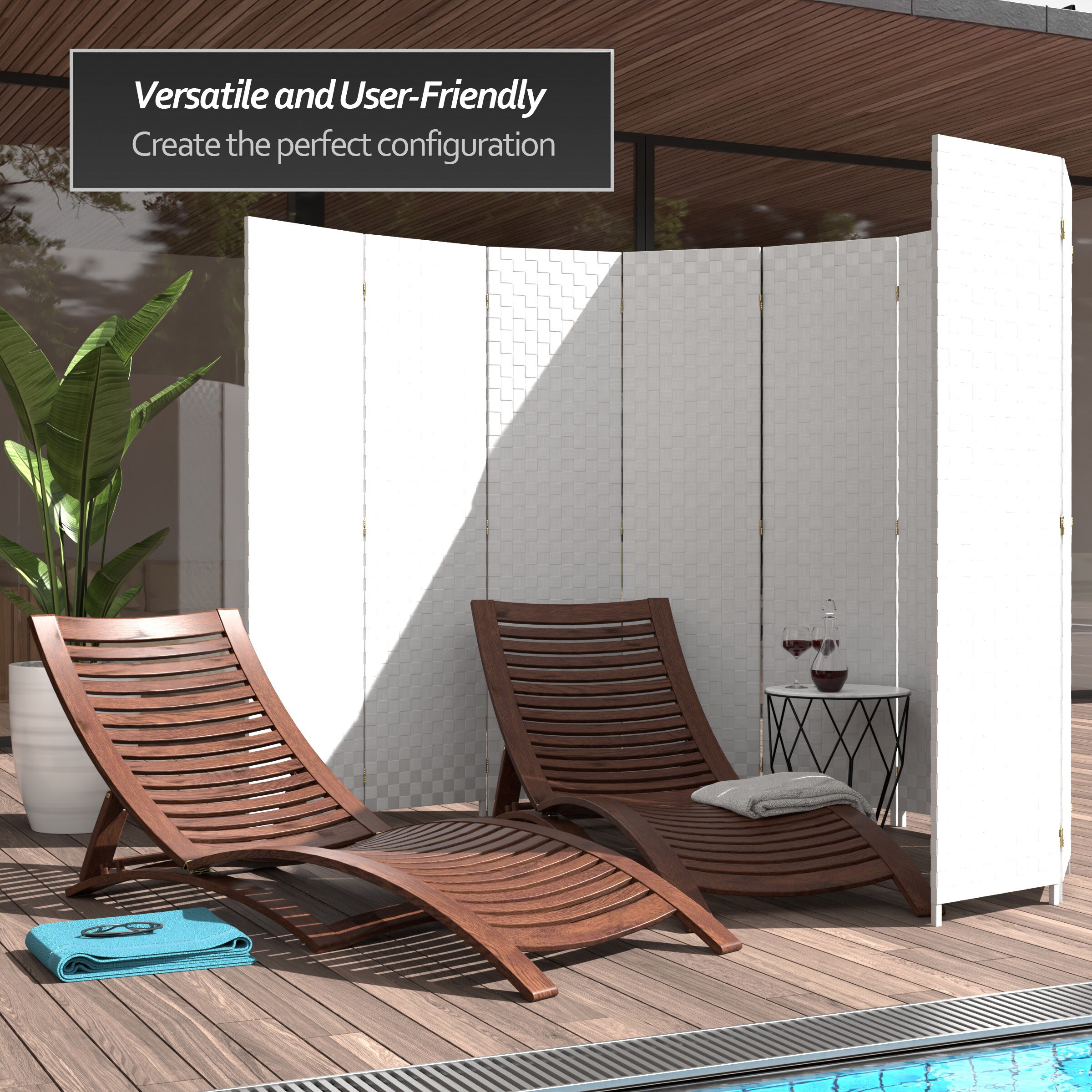 Oriental Furniture FB-OUTSCR-4P-WHT Outdoor-Privacy-Screen - View #6