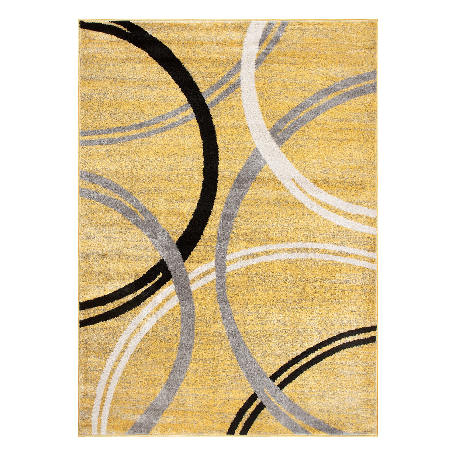 World Rug Gallery 377YELLOW3X5 3 x 5 (ft) Loomed Polypropylene Yellow Rectangular Indoor Geometric Area rug