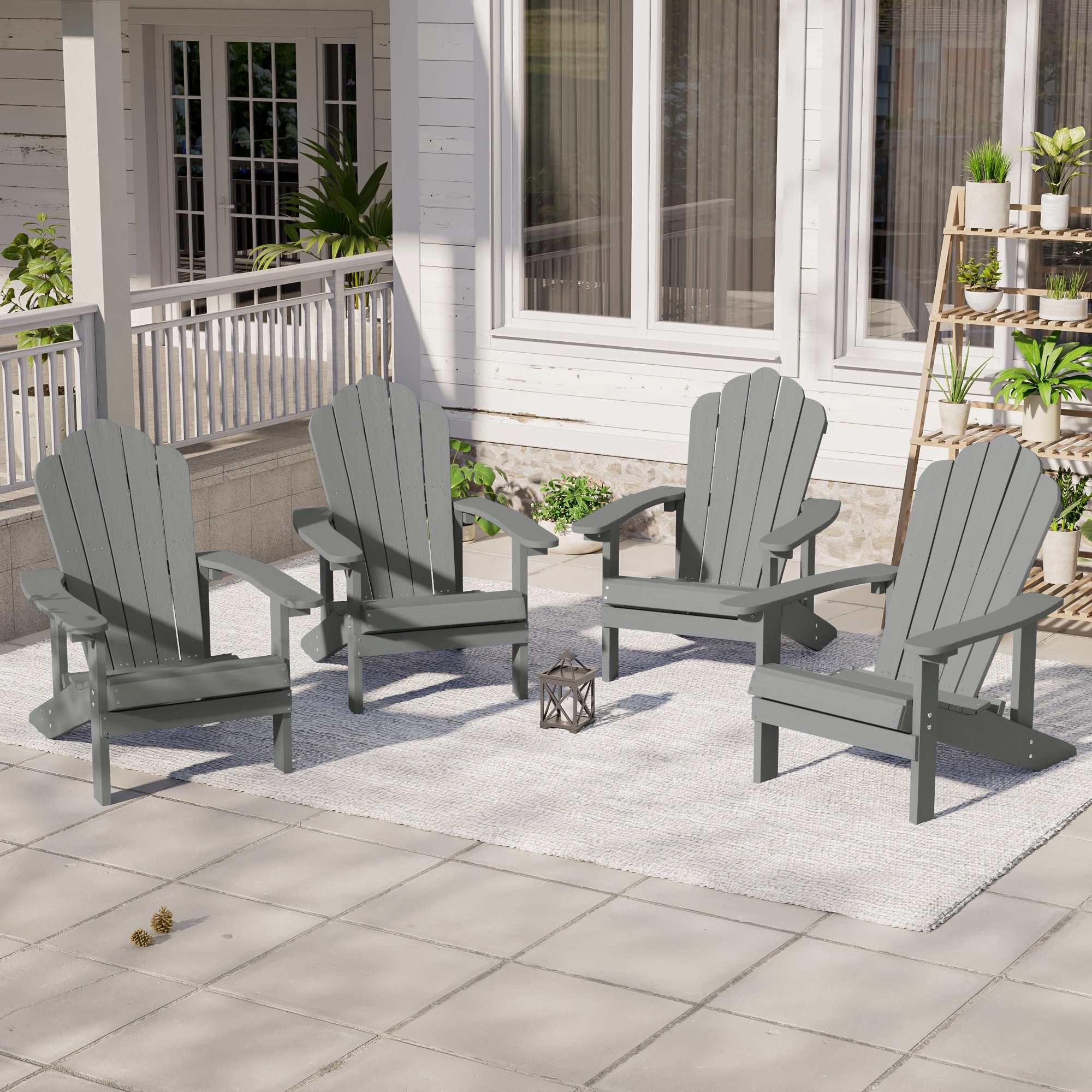 ACEGOSES LW-QW-39LY-4 Adirondack Chair Light Gray Adirondack Chair with Slat Seat