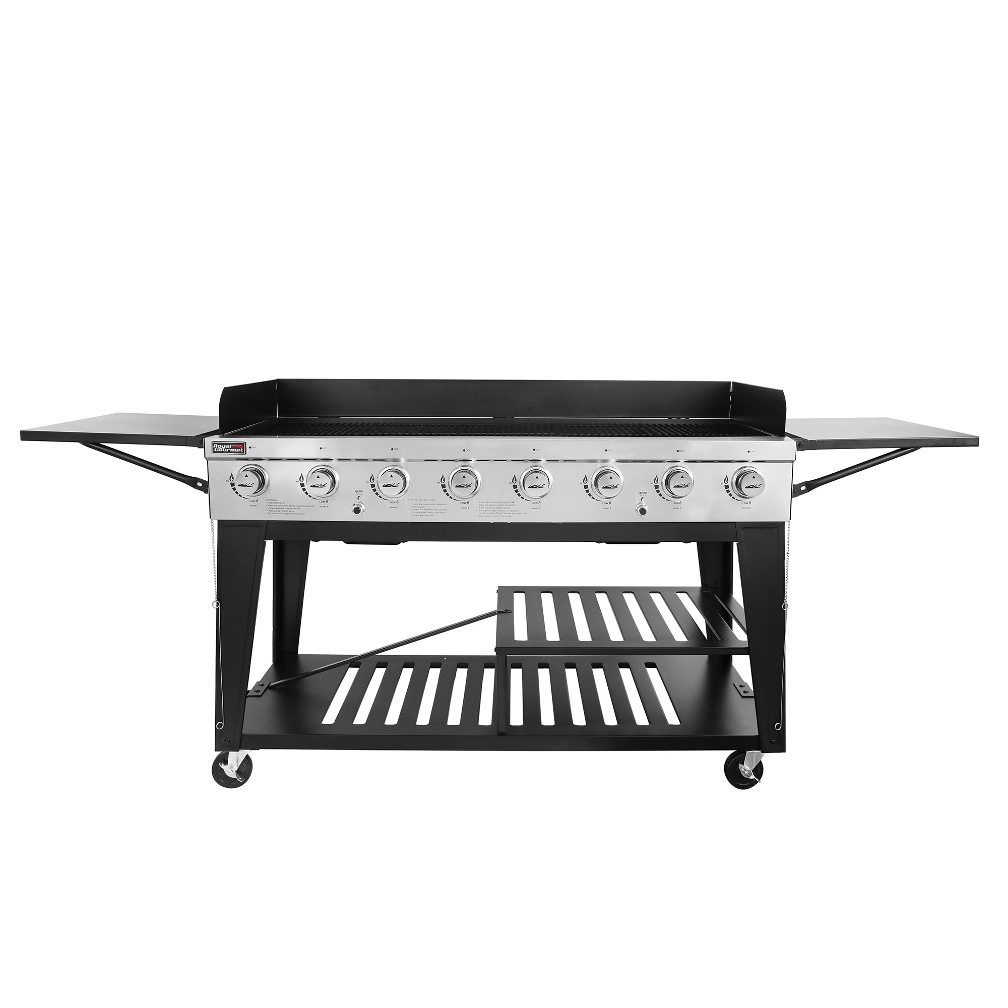 Royal Gourmet Independently Controlled Dual Systems Series Black and Silver 8-Burner Liquid Propane Gas Grill GB8001B Sansujyuku sansujyuku.com