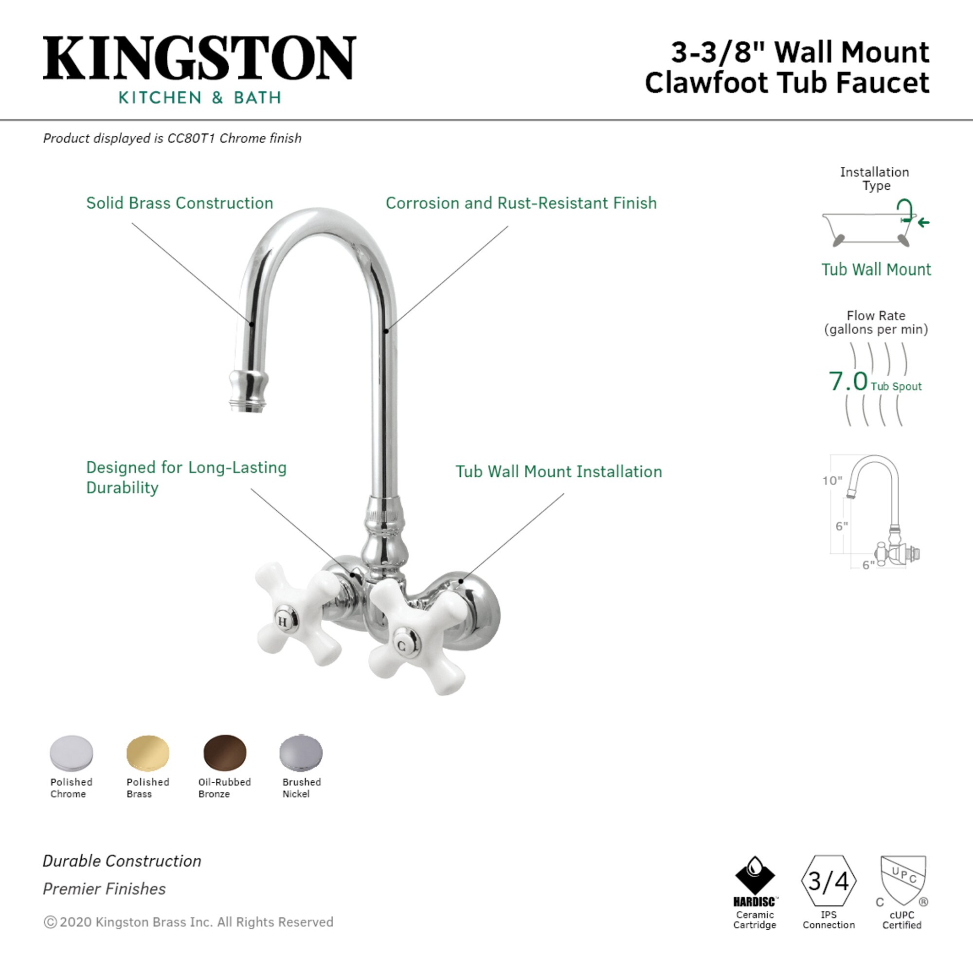 Elements of Design DT0721PX Roman-Tub-Faucets - View #2