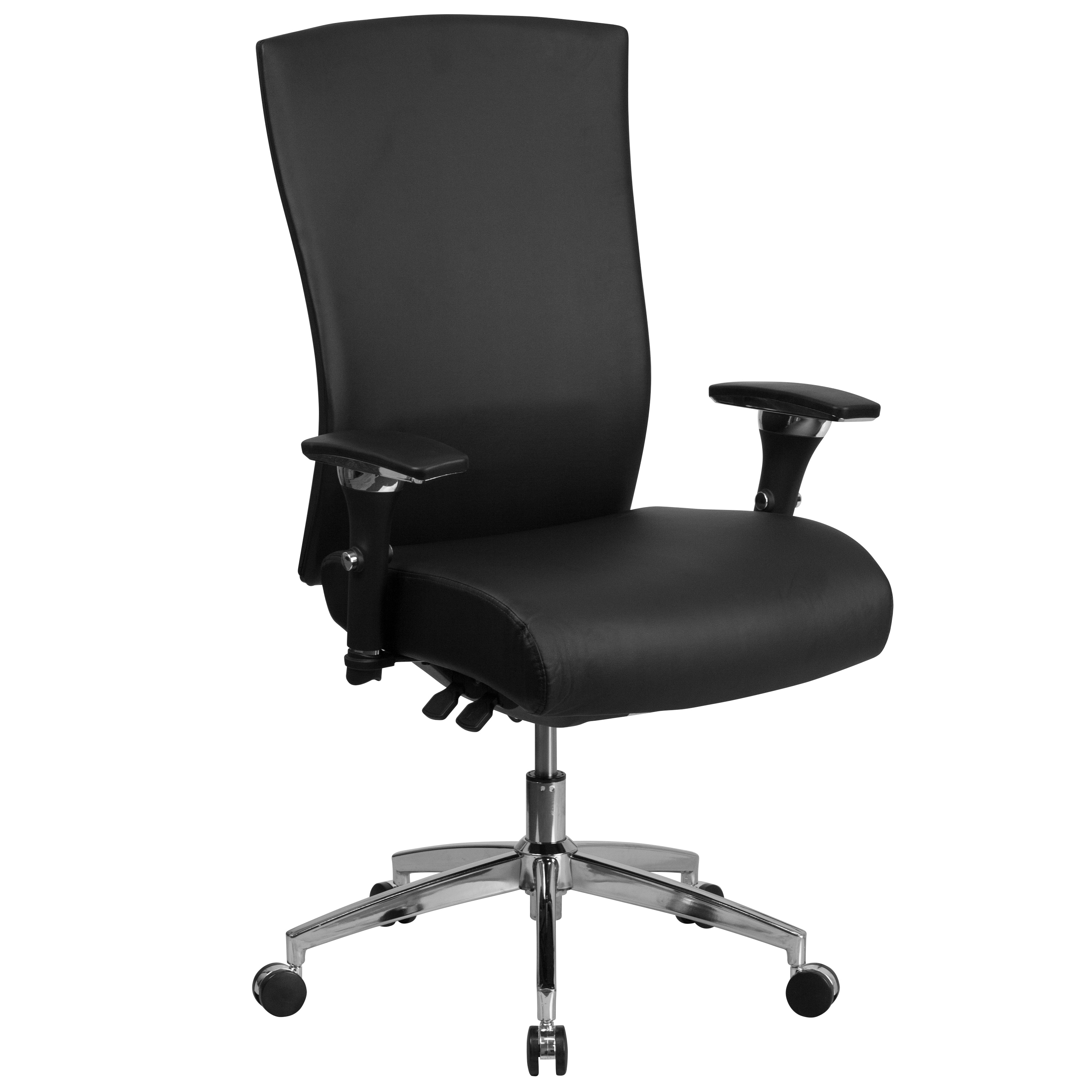 Flash Furniture 889142048640 HERCULES Black Leathersoft Contemporary Adjustable Height Swivel Faux Leather Desk Chair
