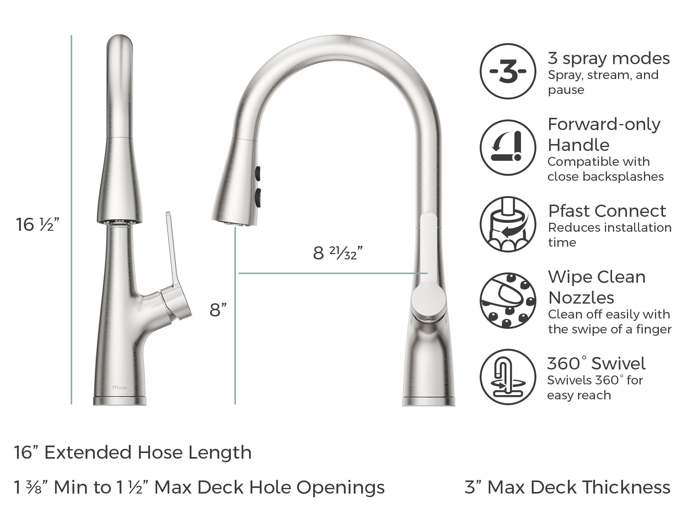 Neera Stainless Steel Pull Down Single Handle Kitchen Faucet