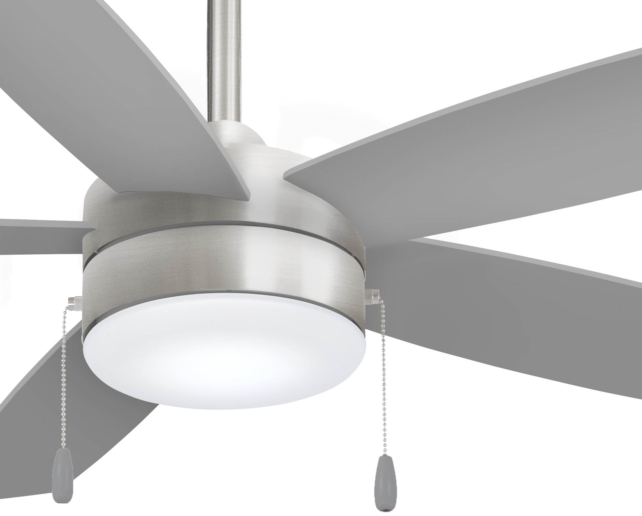 52'' Brushed Nickel Ceiling Fan with Silver Blades and LED Light