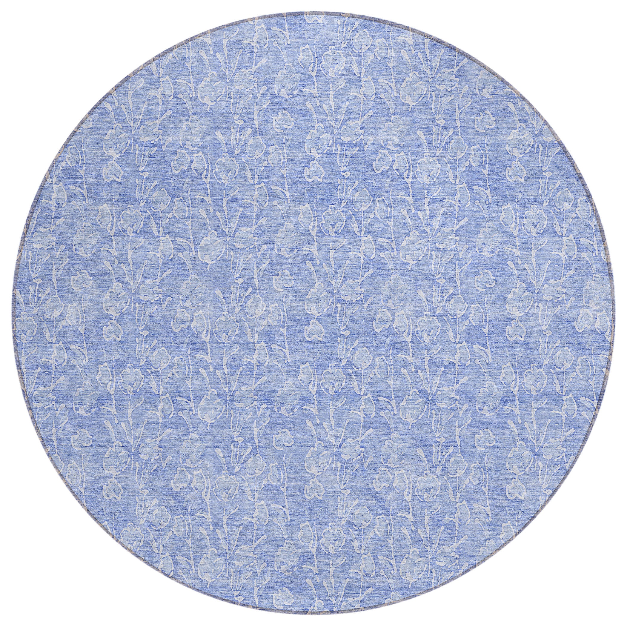 Addison Rugs ACN691DN8RO Chantille ACN691DN 8 x 8 (ft) Polyester Denim Round Indoor/Outdoor Geometric Machine washable Area rug