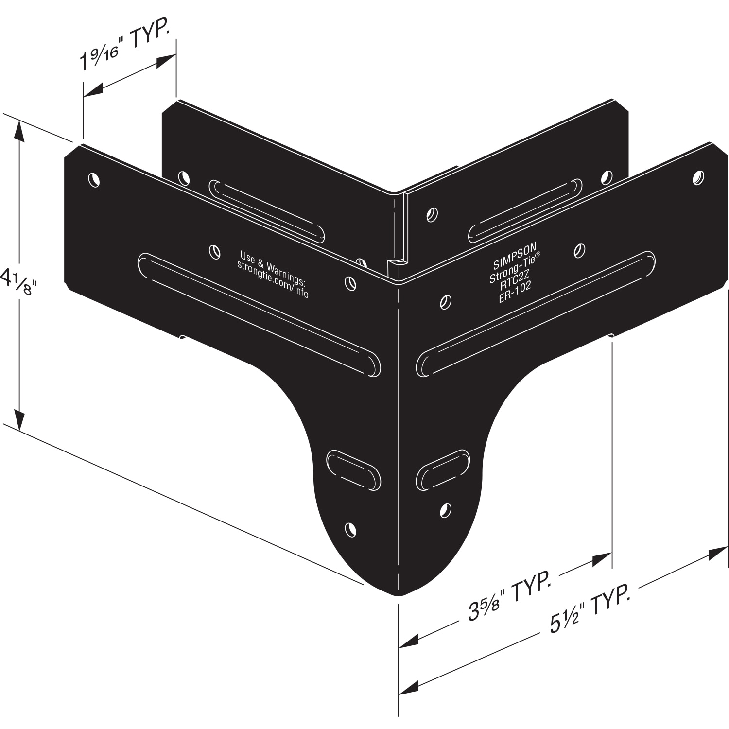 Simpson Strong Tie Rigid Tie Outdoor Accents Rigid Tie 5.594 in x 4.125 in Powder coated Steel Corner Brace in the Angles Brackets Braces department at Lowes