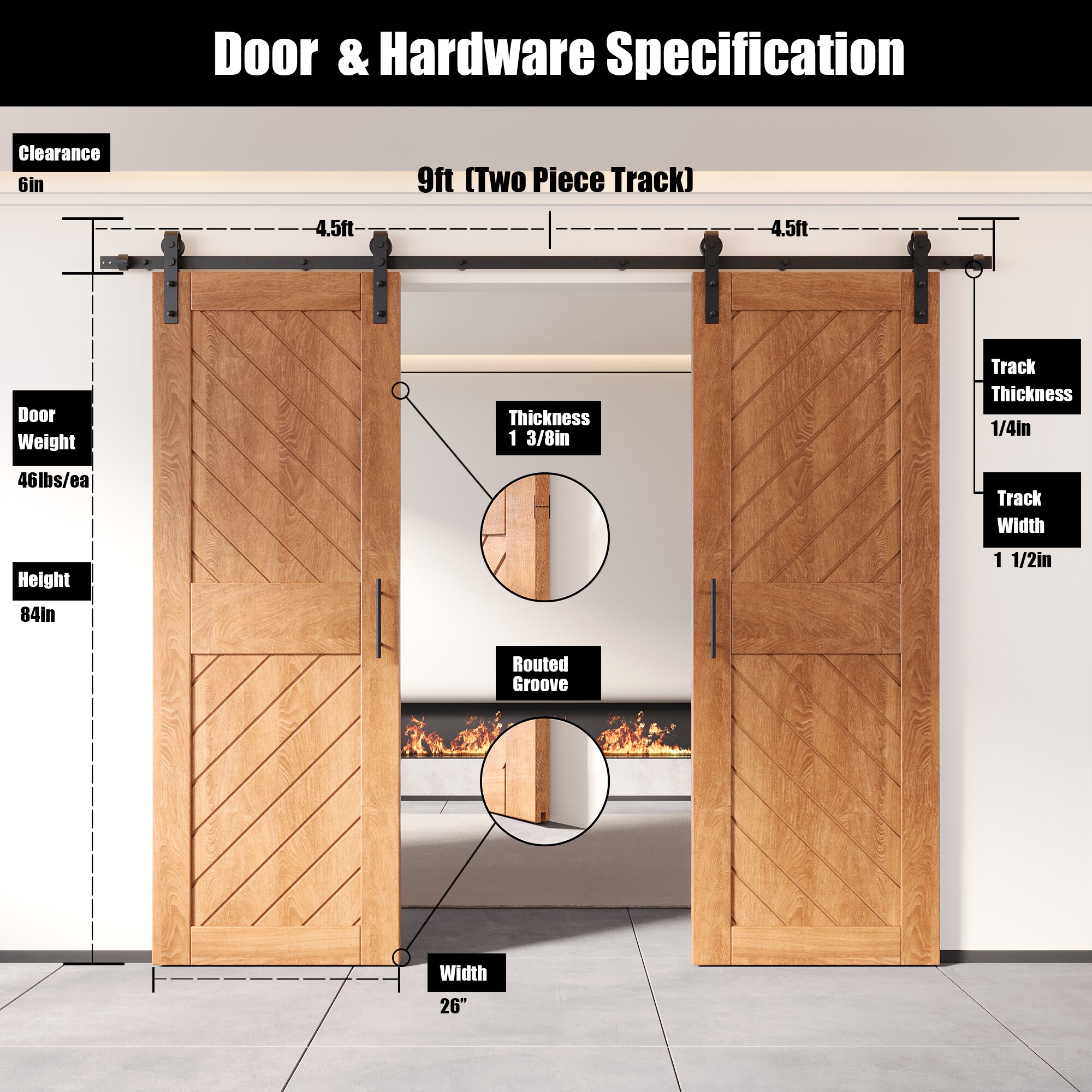 HOMACER YT2H108C-XT4-2684-EA Barn-Doors - View #2