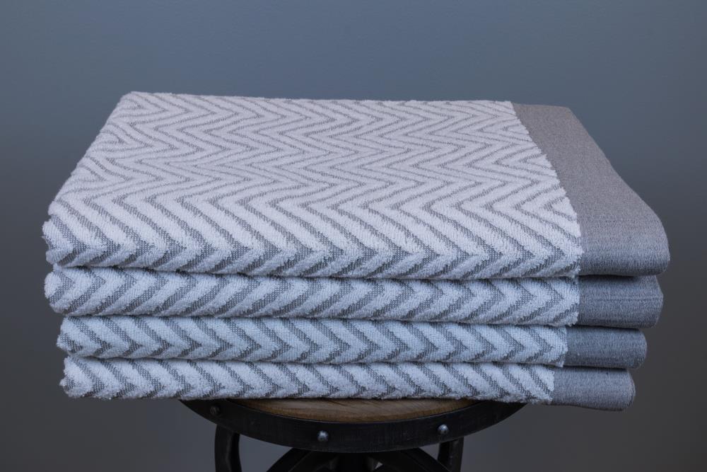 Fibertone KIT-BT14186CVGRFT4P 4-Piece Grey Cotton Beach Towel