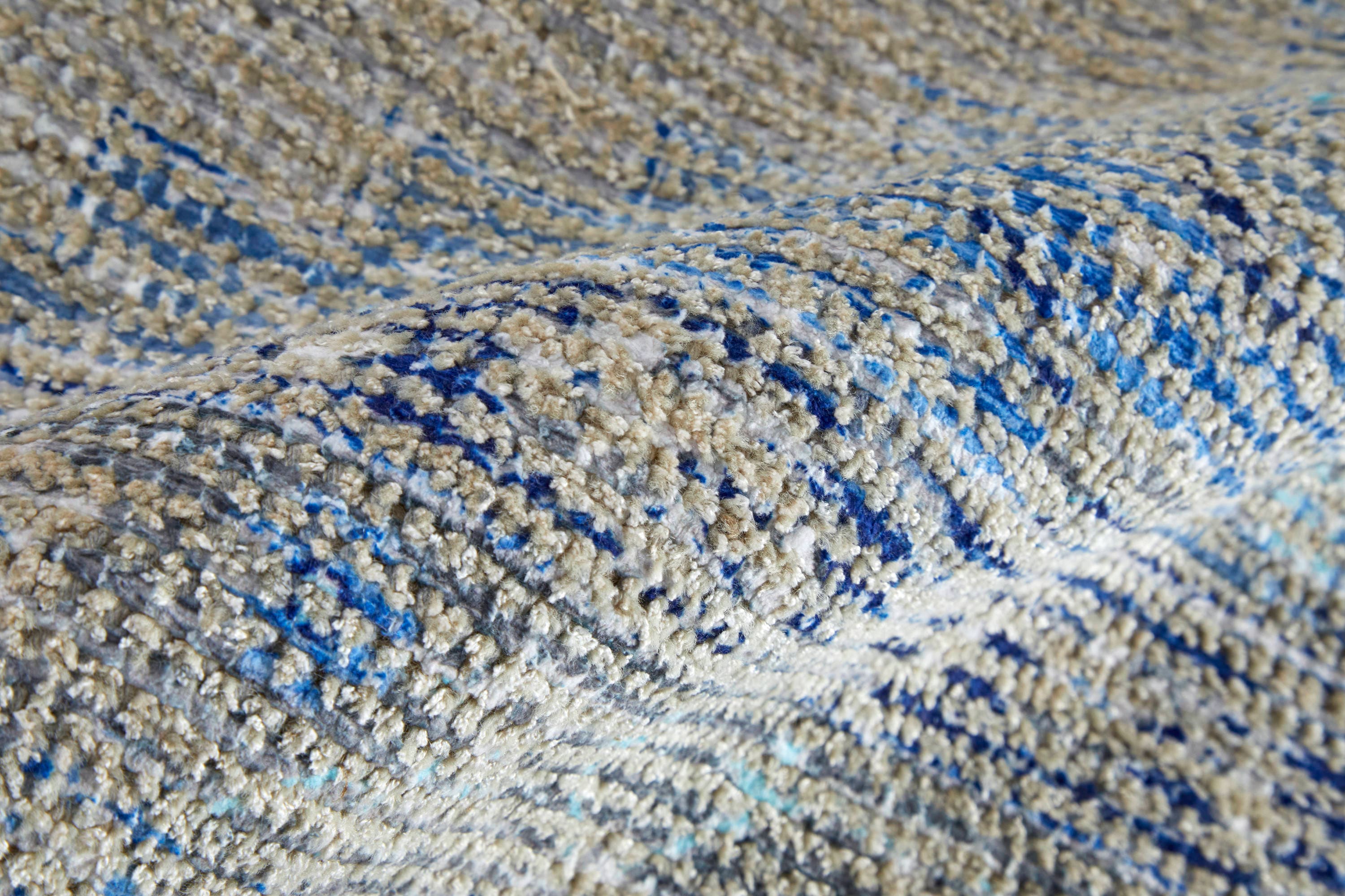 Spa Blue & Warm Gray Handmade Tufted Wool-Viscose Blend Area Rug - 2' x 3'