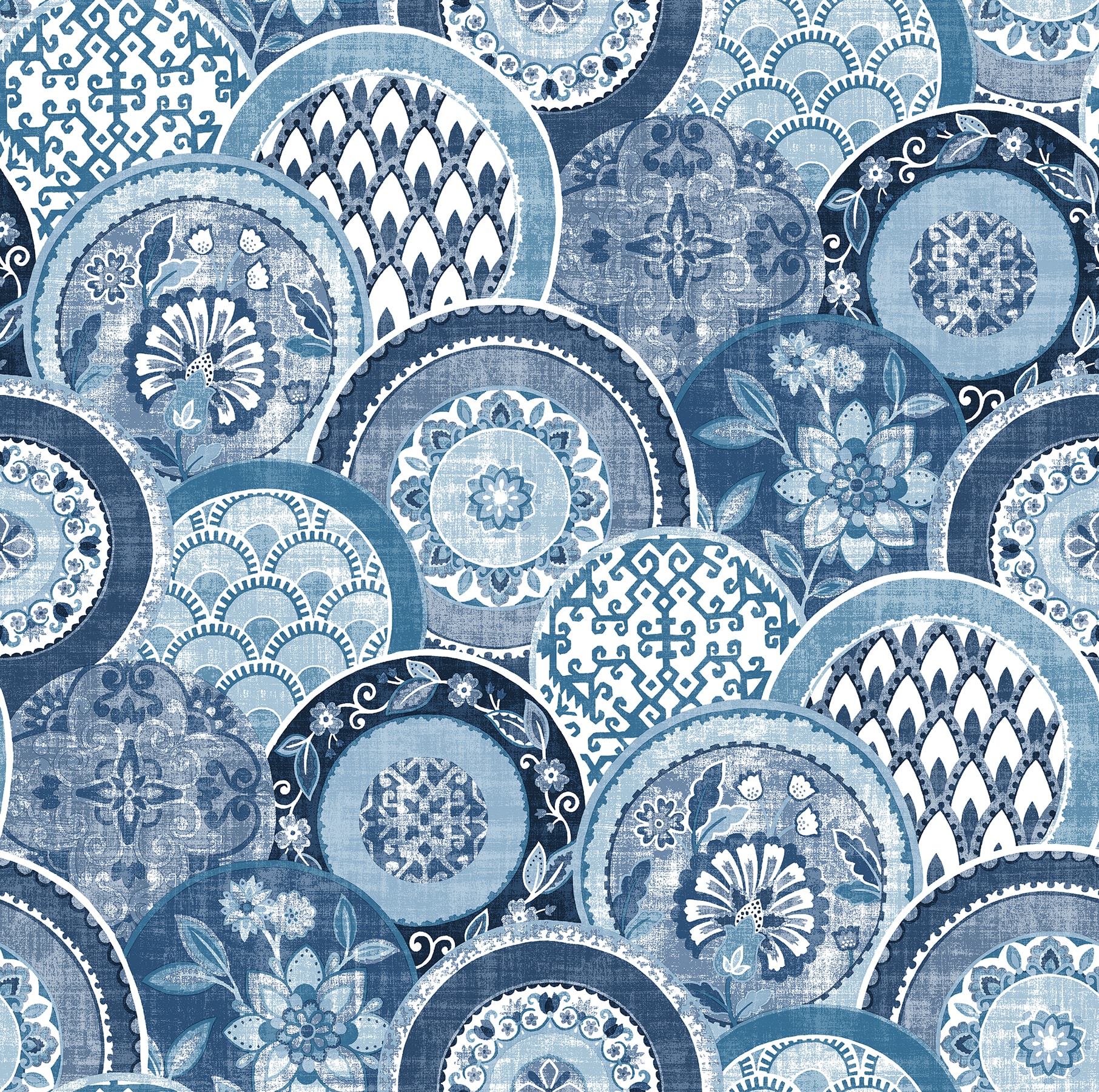 A-Street Prints 2744-24148 Solstice 56.4-Sq. Feet Blue Non-woven Medallion Unpasted Wallpaper