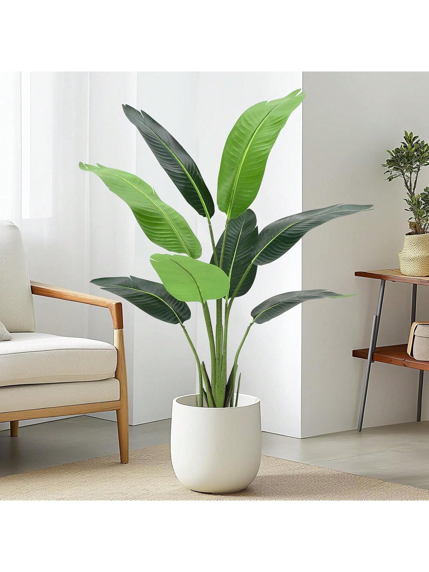 Qeetex PHO-14PJH7CP-HF4 4FT B Bird of paradise plant green. tropical artificial plant for indoor home living room and office decoration
