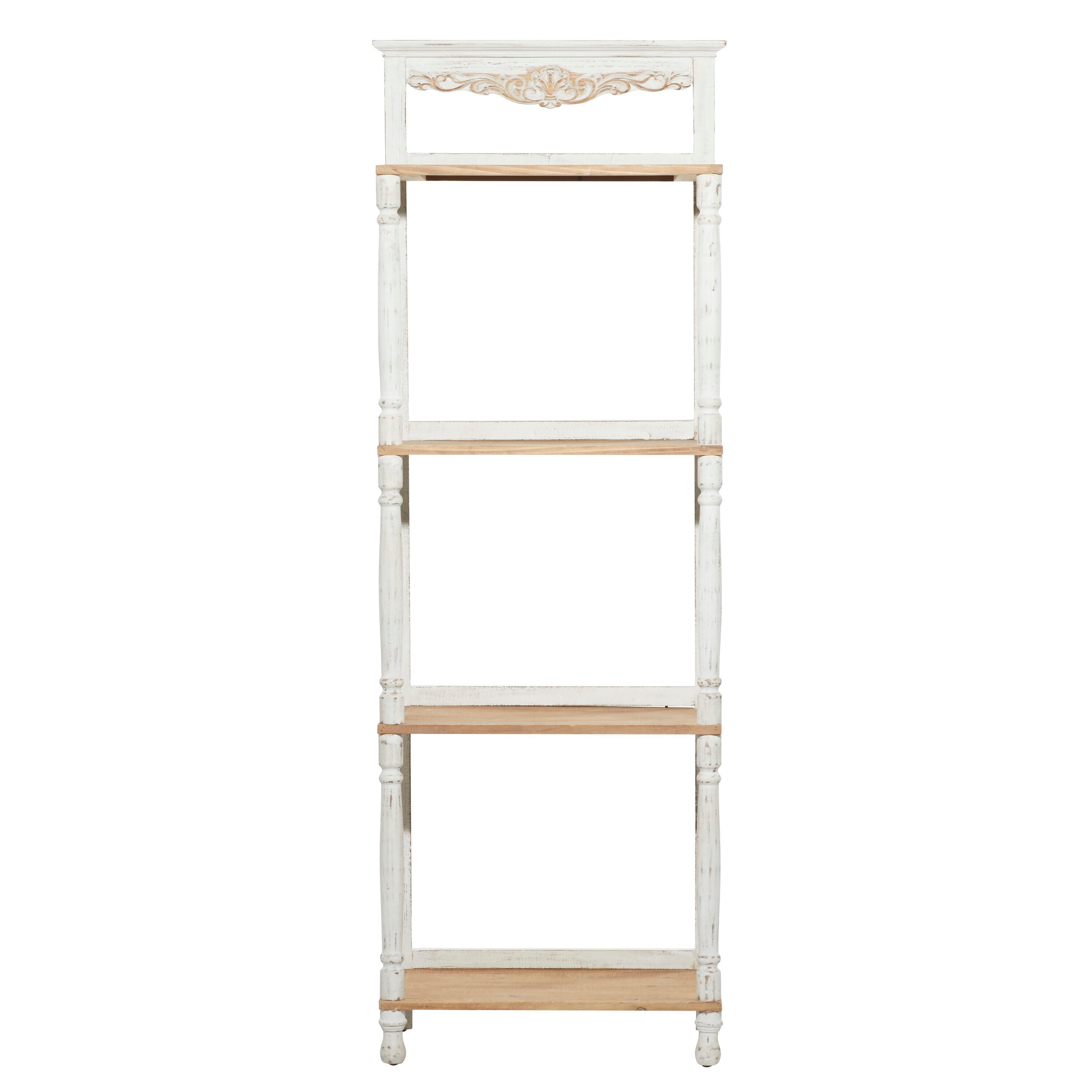 White Pinewood 71" 4-Tier Weathered Étagère