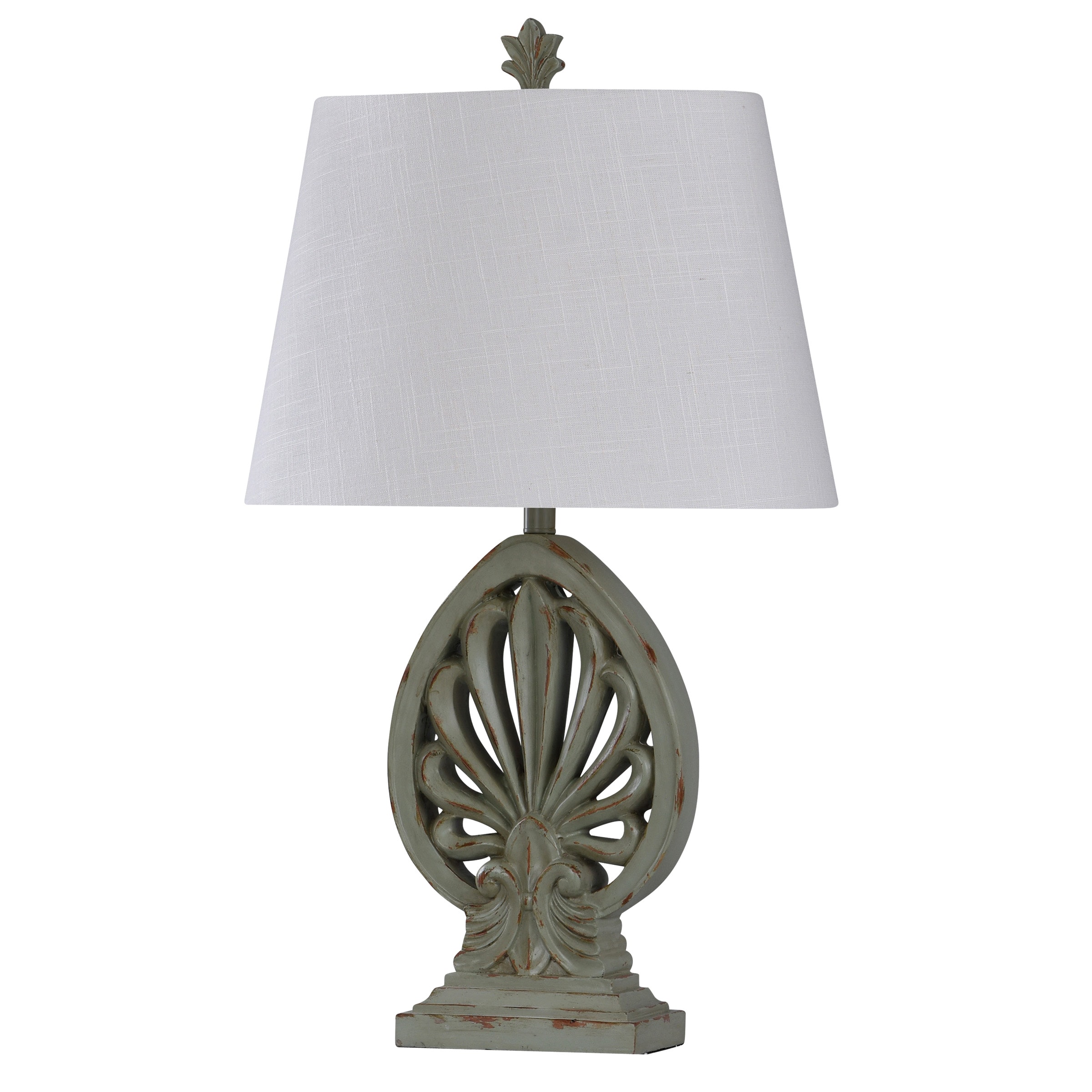 StyleCraft Home Collection KHL331358DS Malik Distressed Green with Undertones Of Brown 3-way Table Lamp with Fabric Shade