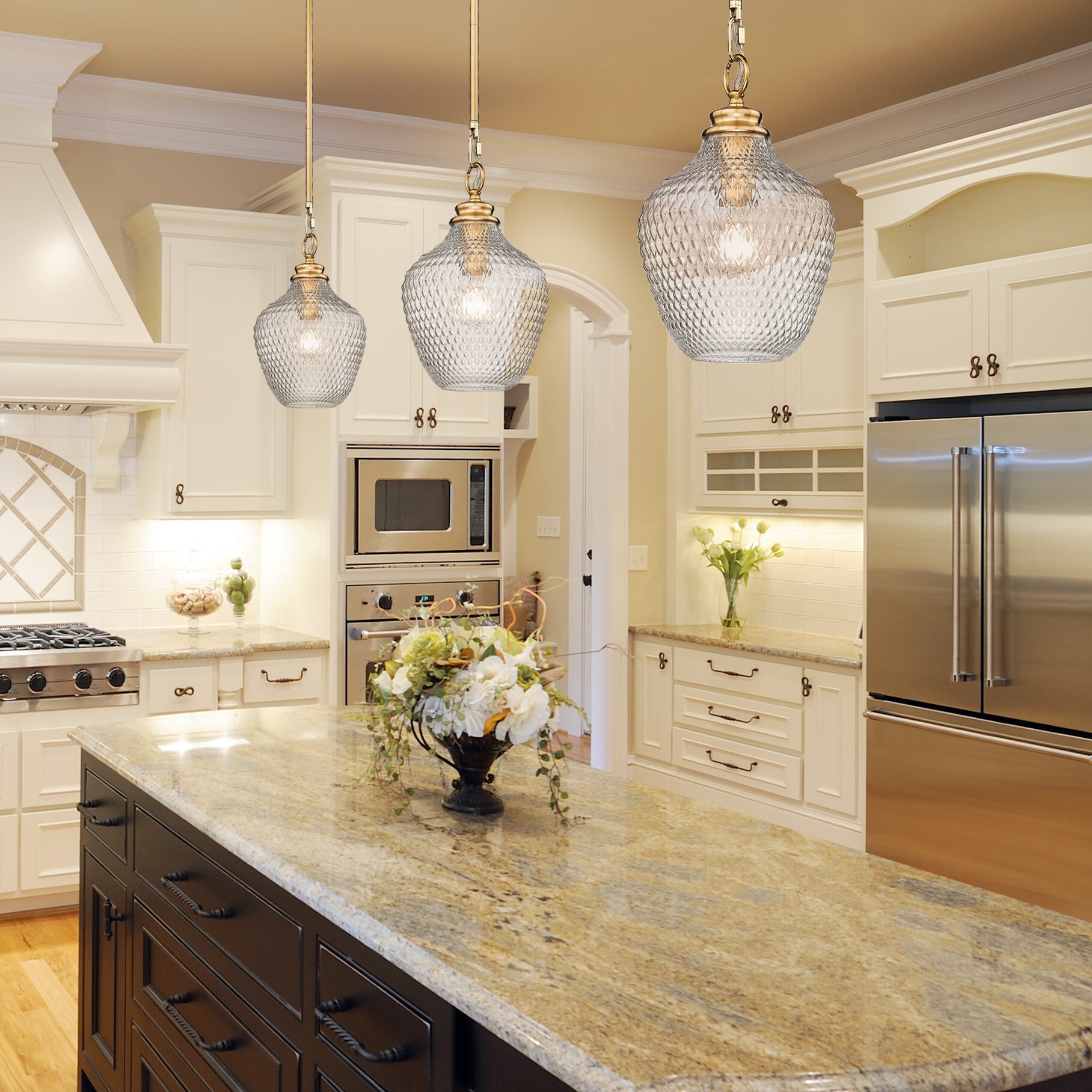 Modern Brushed Gold Glass Globe Pendant Lamp