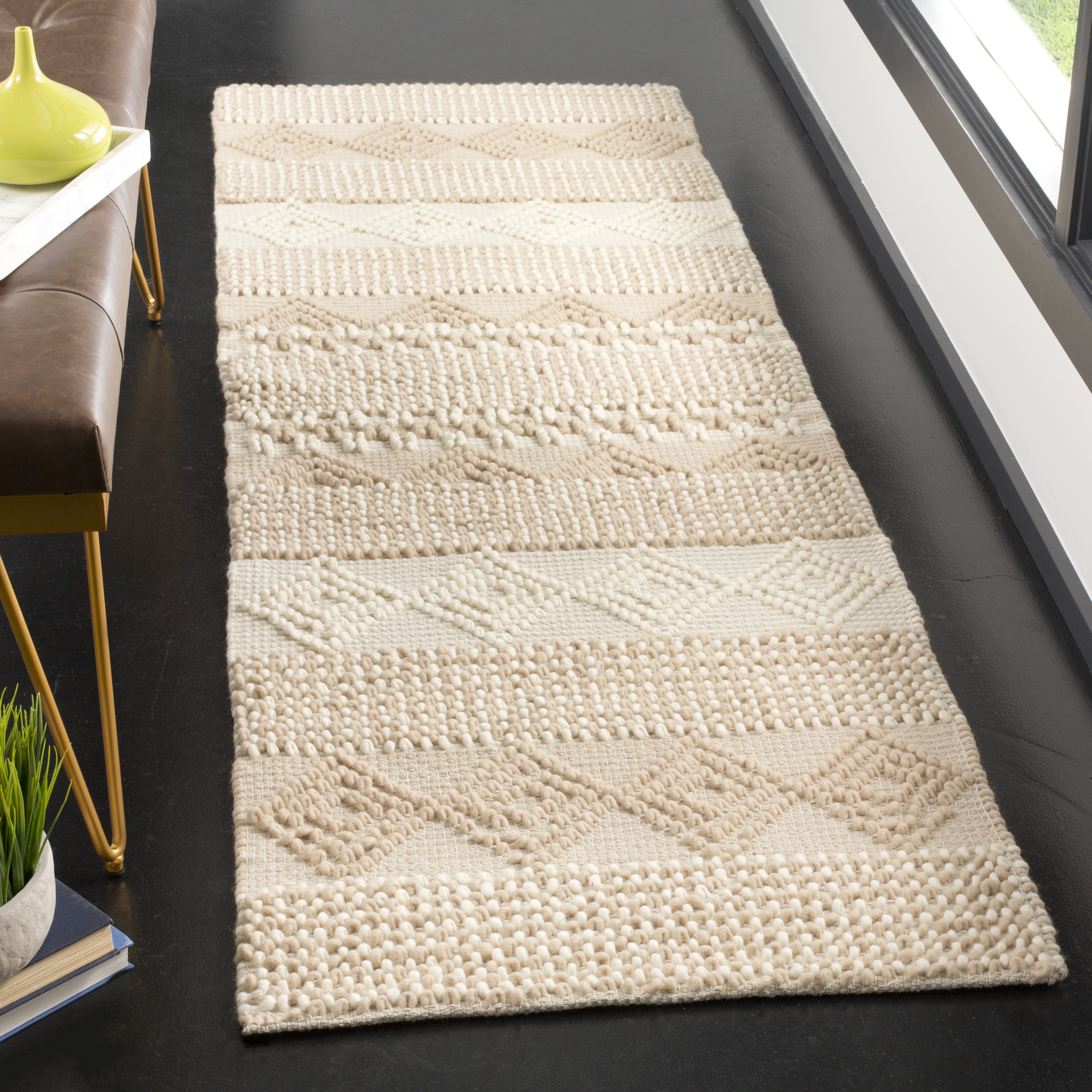 SAFAVIEH Natura Carly Geometric Braided Wool Area Rug, Ivory, 6' x