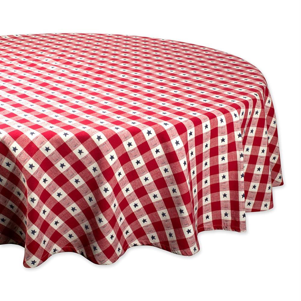 DII CAMZ38791 Star Check Tablecloth