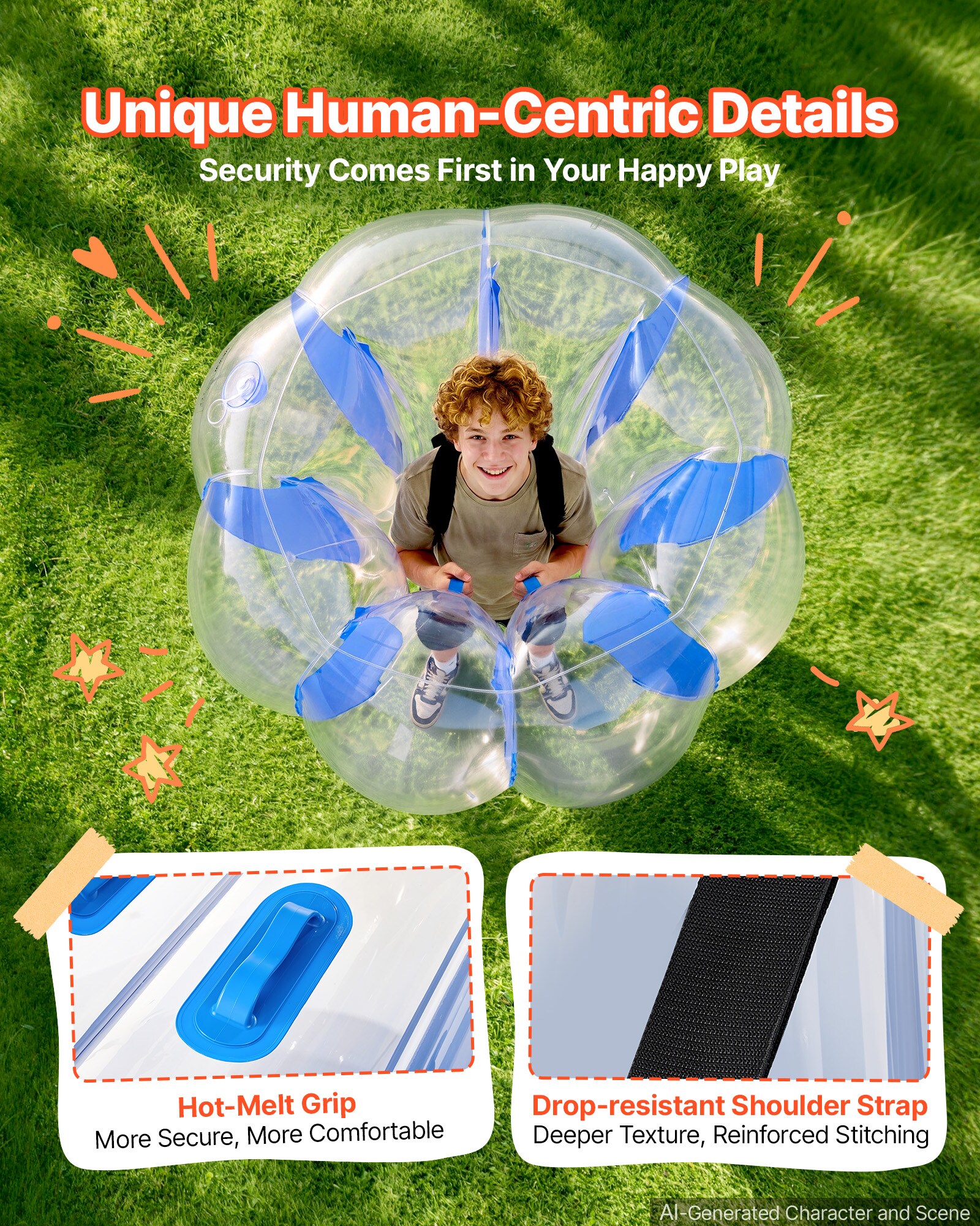 VEVOR 2-Pack Inflatable Bumper Balls 4FT Human Bubble for Teens Blue ...