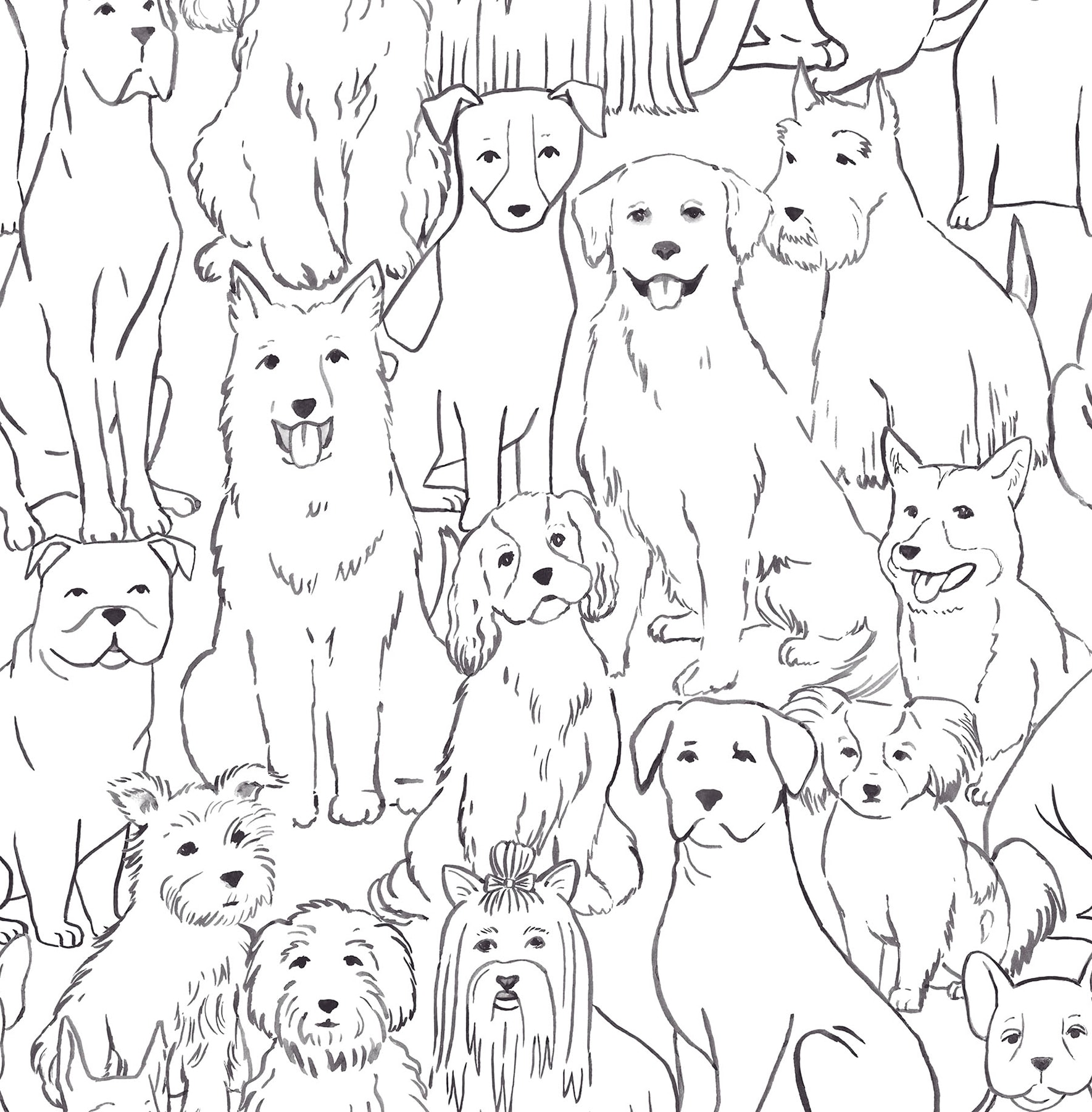 ArtzFolio Dogs Pug Puppies  Abstract Pattern Wallpaper Roll  Easy to   ArtzFoliocom
