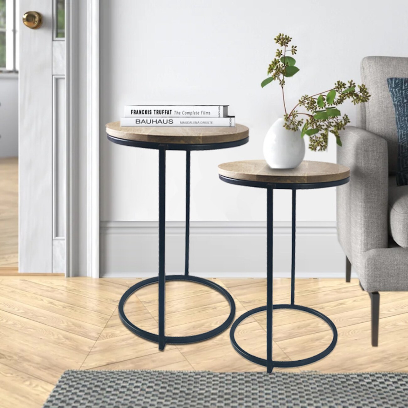 HomeRoots 4000475893 16-Inches W x 22-Inches H Natural Wood Round Modern End Table