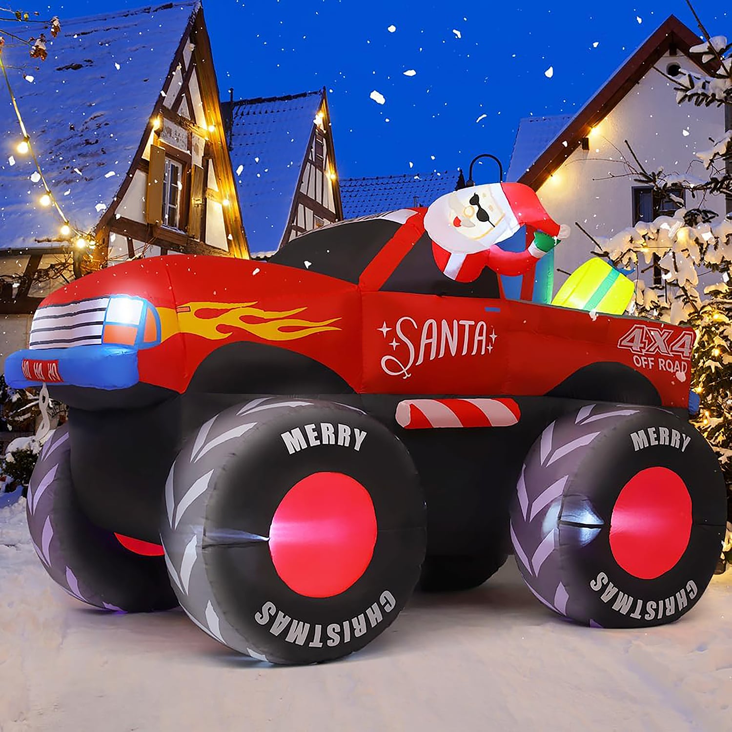 GOOSH DJ-SD-27161 4.9-ft Lighted Car Christmas Inflatable