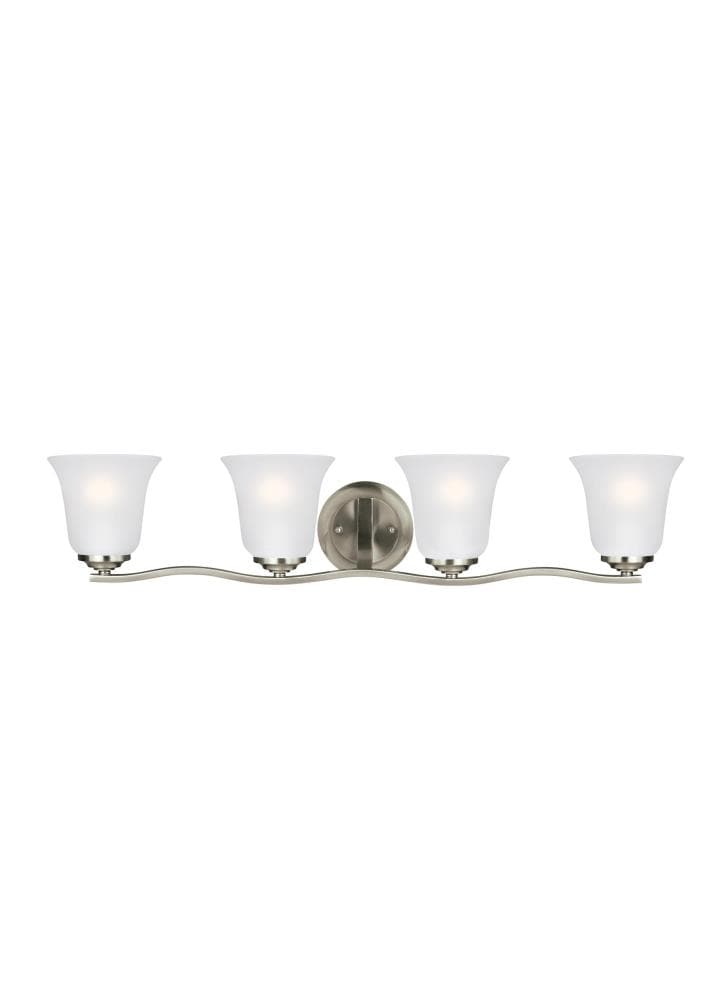 Brushed Nickel 4-Light Vanity Fixture with Satin Etched Glass Shades