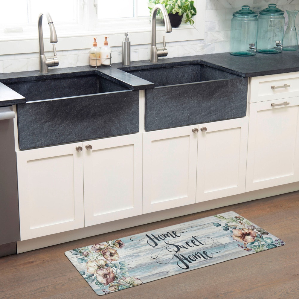 Home Sweet Home Floral Anti-Fatigue Kitchen Mat, 17.5" x 55"
