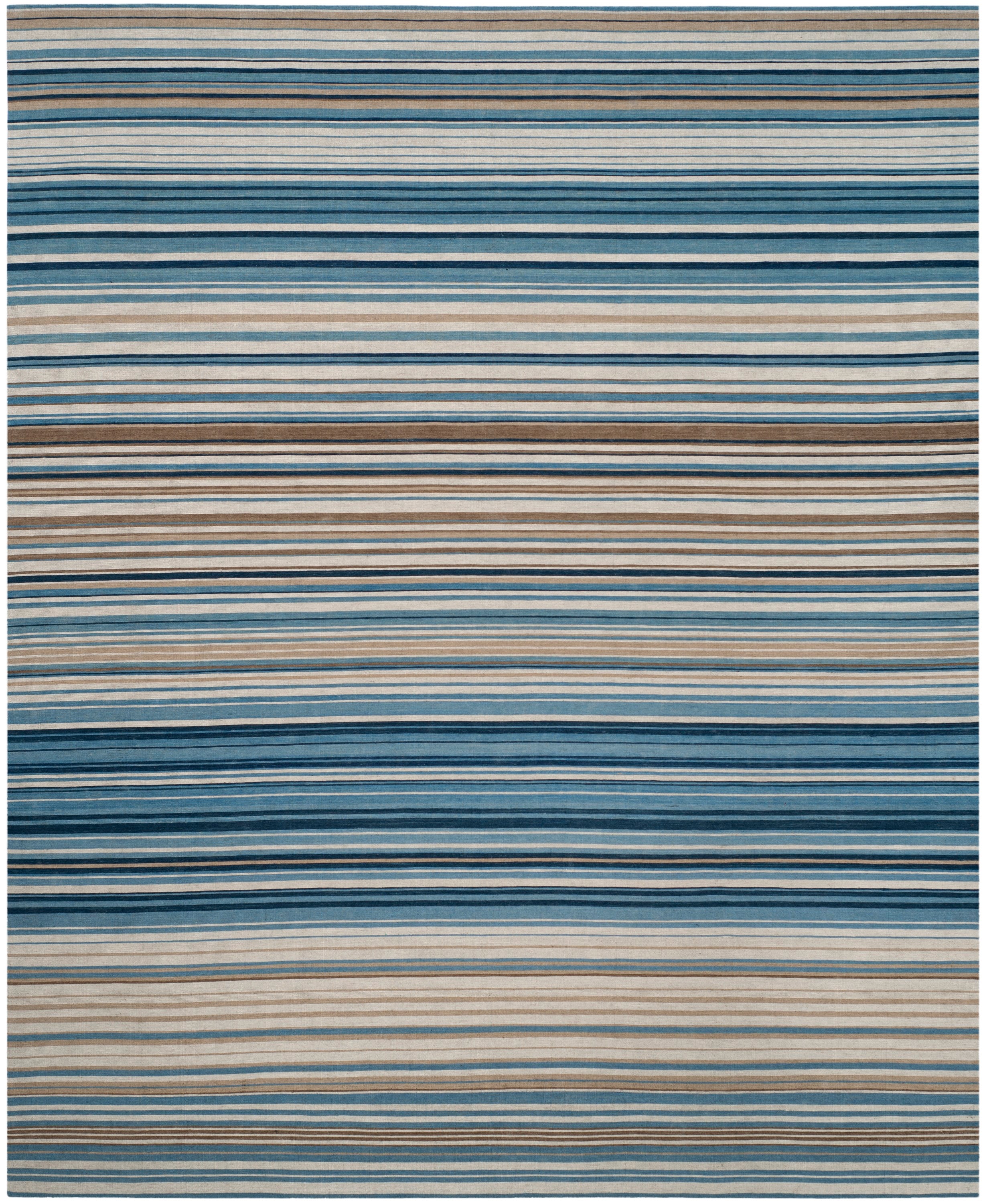 Blue Stripe Handmade Wool 9' x 12' Area Rug