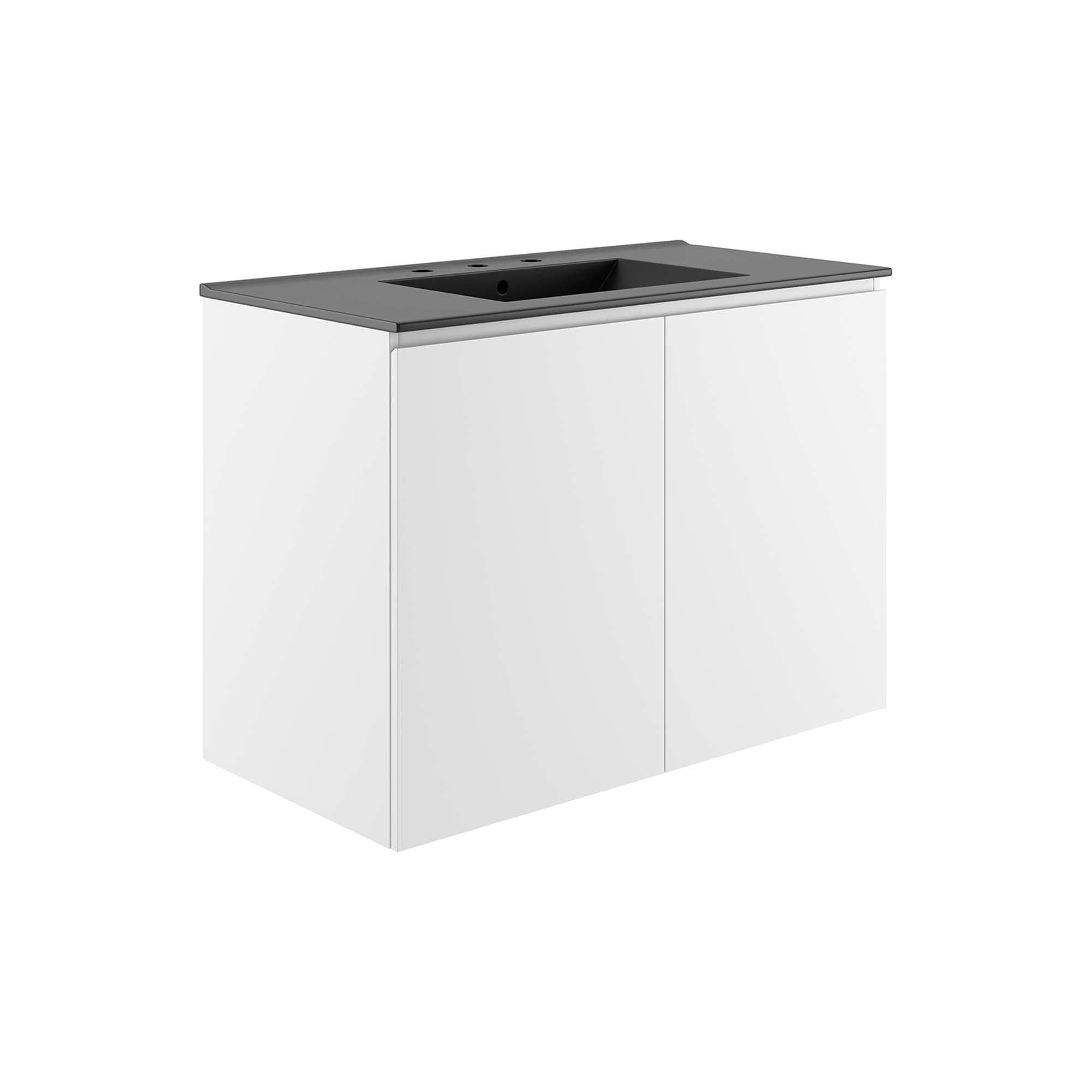 Modway  Bryn 36-in Wall-Mount Bathroom Vanity in White Black